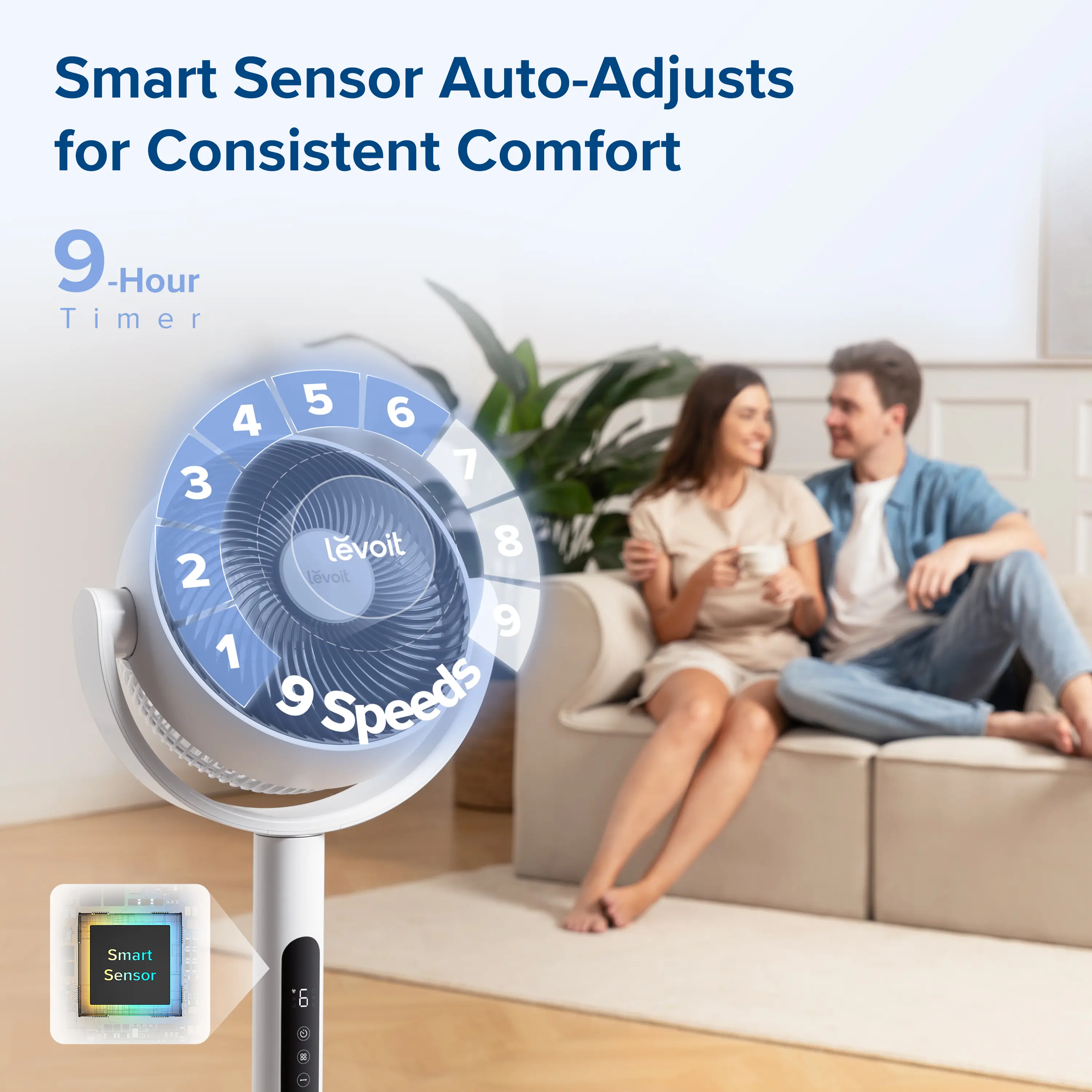 Portable Tower Cooling Fan with 9 Speeds, Ultra-Quiet 20dB, Remote Control & Pedestal/Tabletop Modes