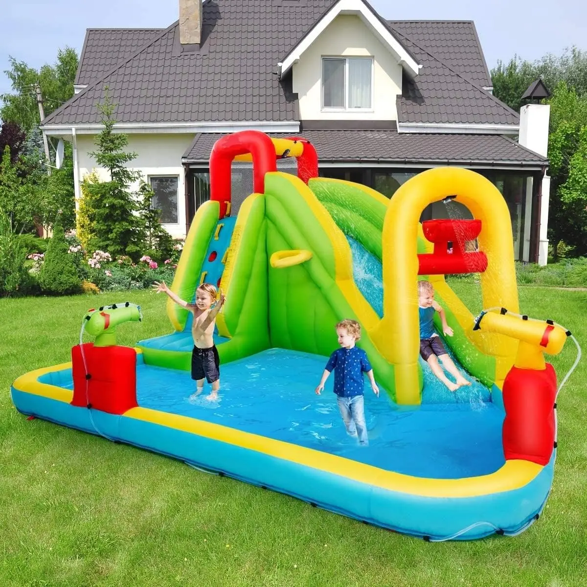 2-Tier Kids Water Table – 100PCS DIY Waterways Playset with Pump for Backyard, Beach & Poolside Summer Fun