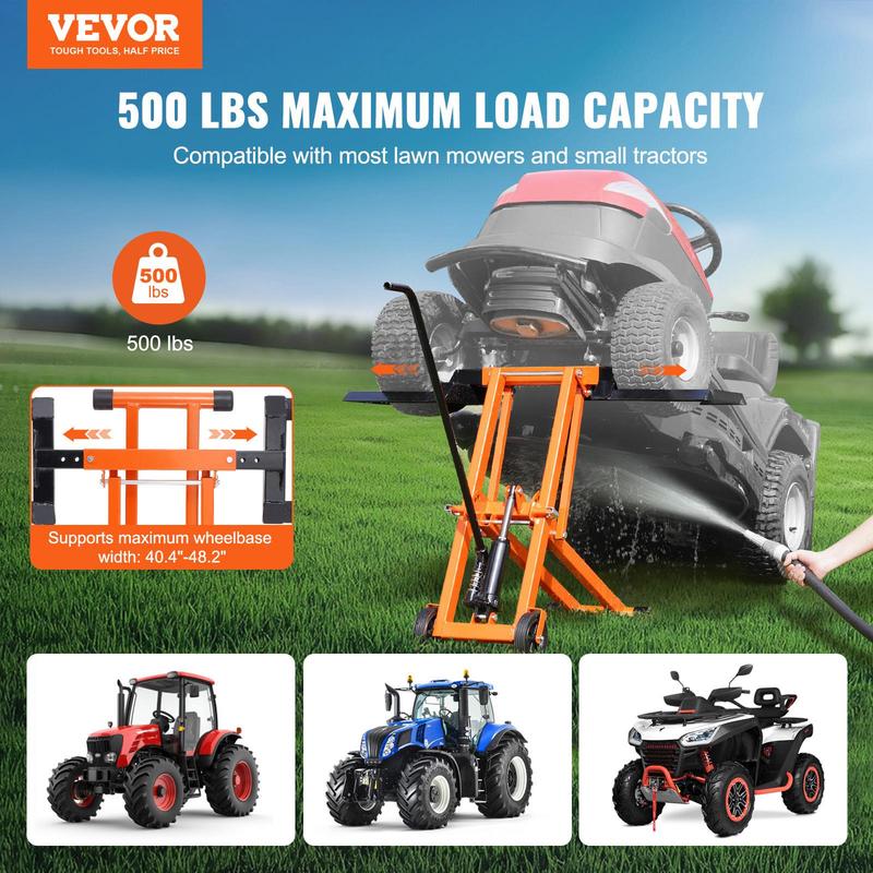 Lawn Mower Lift with Hydraulic Jack, 500 Lbs Weight Capacity
