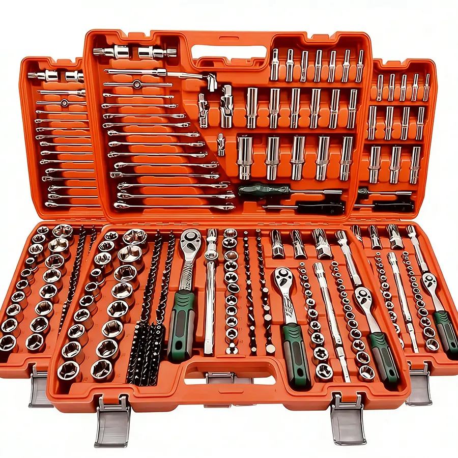 216-Piece Mechanic Tool Set: Comprehensive Auto Repair & Household Tool Kit with 1/2"" & 3/8"" Drive, Ratchet Wrench, Torque Wrench, and More