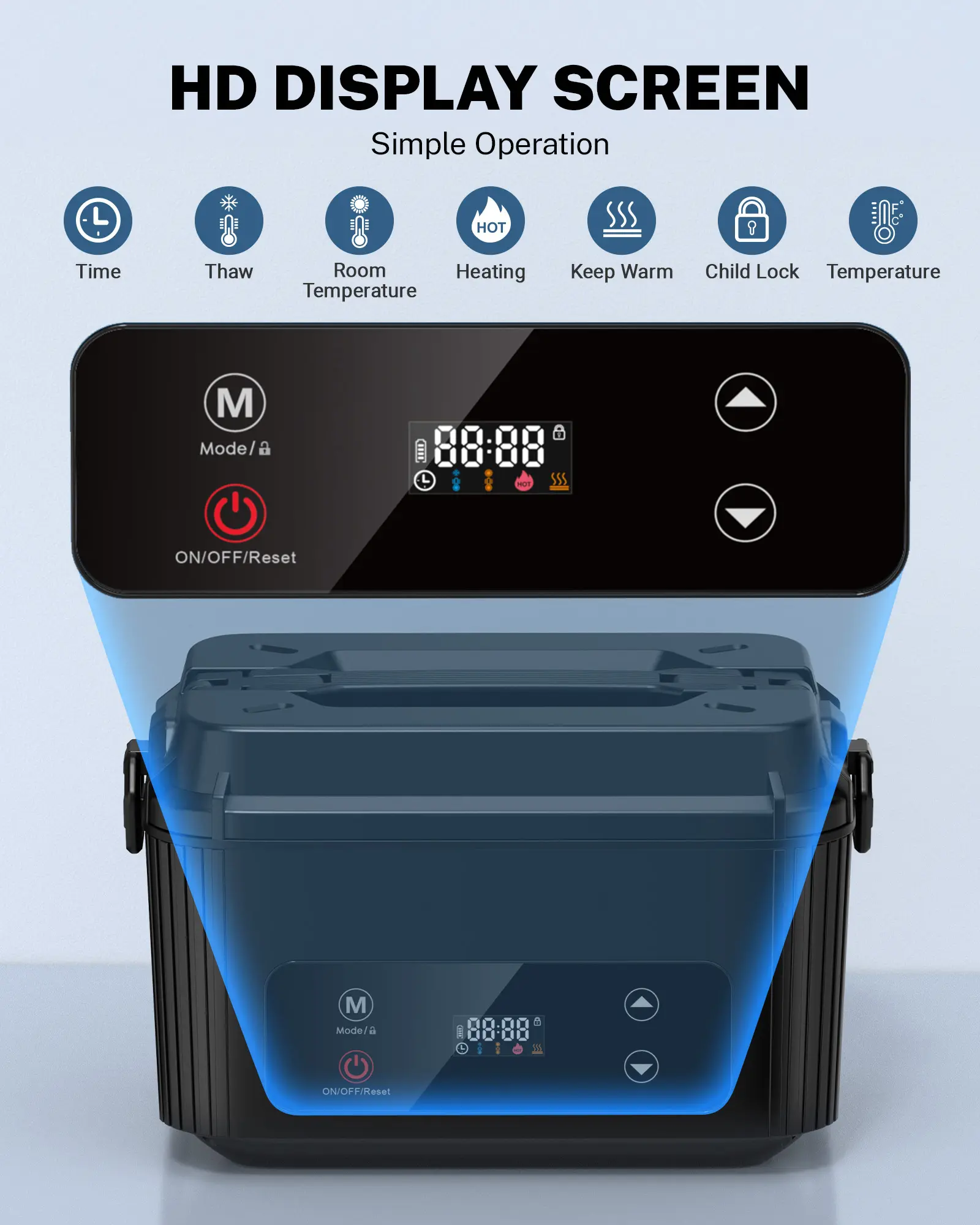 Self-Heating Electric Lunch Box, 100W Faster Heated Cordless Lunch Box for Adults with Automatic Heating, 40 fl oz 304 Stainless Steel Food Warmer with Timer for Hot Meals Anywhere