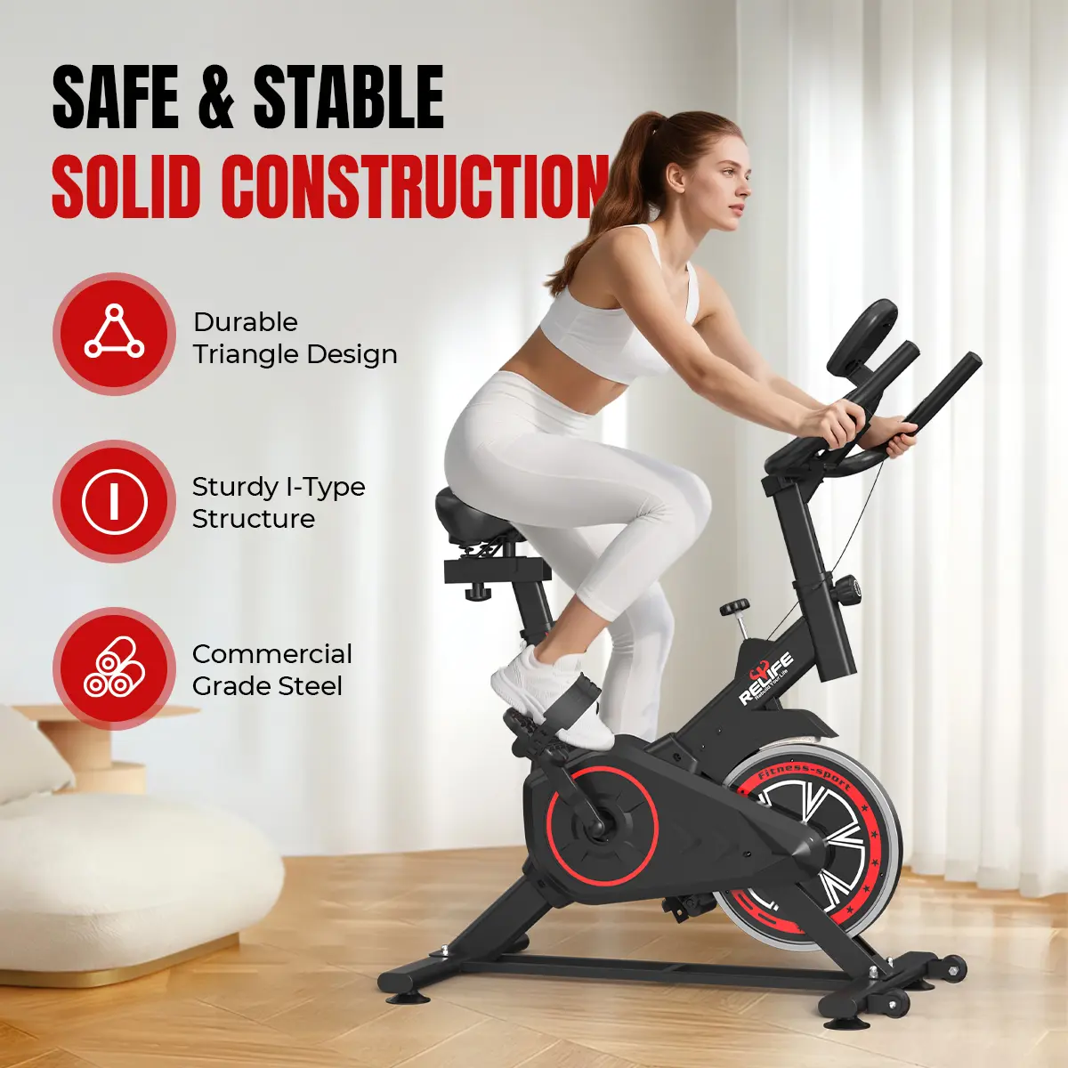 Mini Exercise Bike Compact Stationary Bike Silent Indoor Cycling for Small Space w/Adjustable Seat, Smooth Pedal & Belt Drive