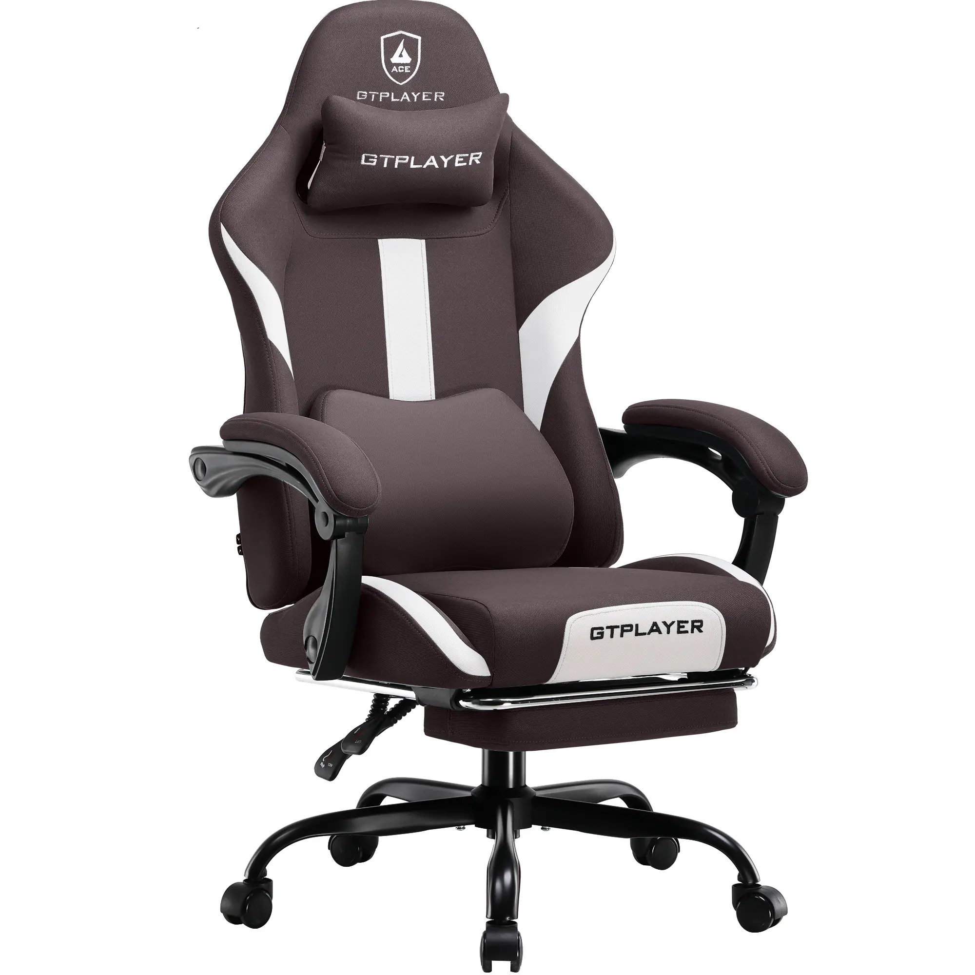 PU Leather Computer Gaming Chair - Ergonomic 360° Swivel Office & Man Cave Furniture with Padded Arms, Footrest, Lumbar Support, Headrest, Height Adjustment (Pearl White)