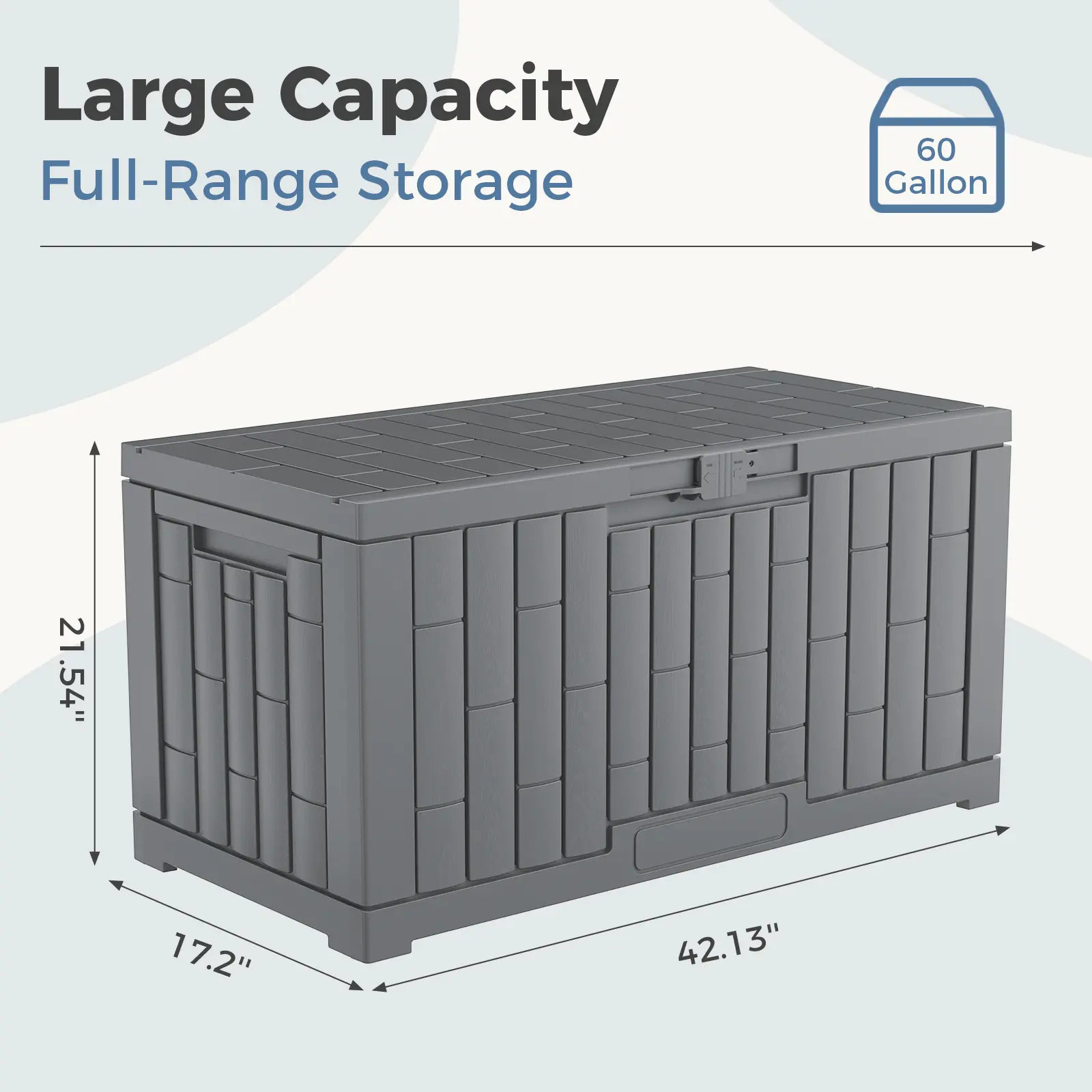 60 Gallon Outdoor Storage Box – Waterproof Lockable Resin Deck Box for Patio Cushions & Garden Tools