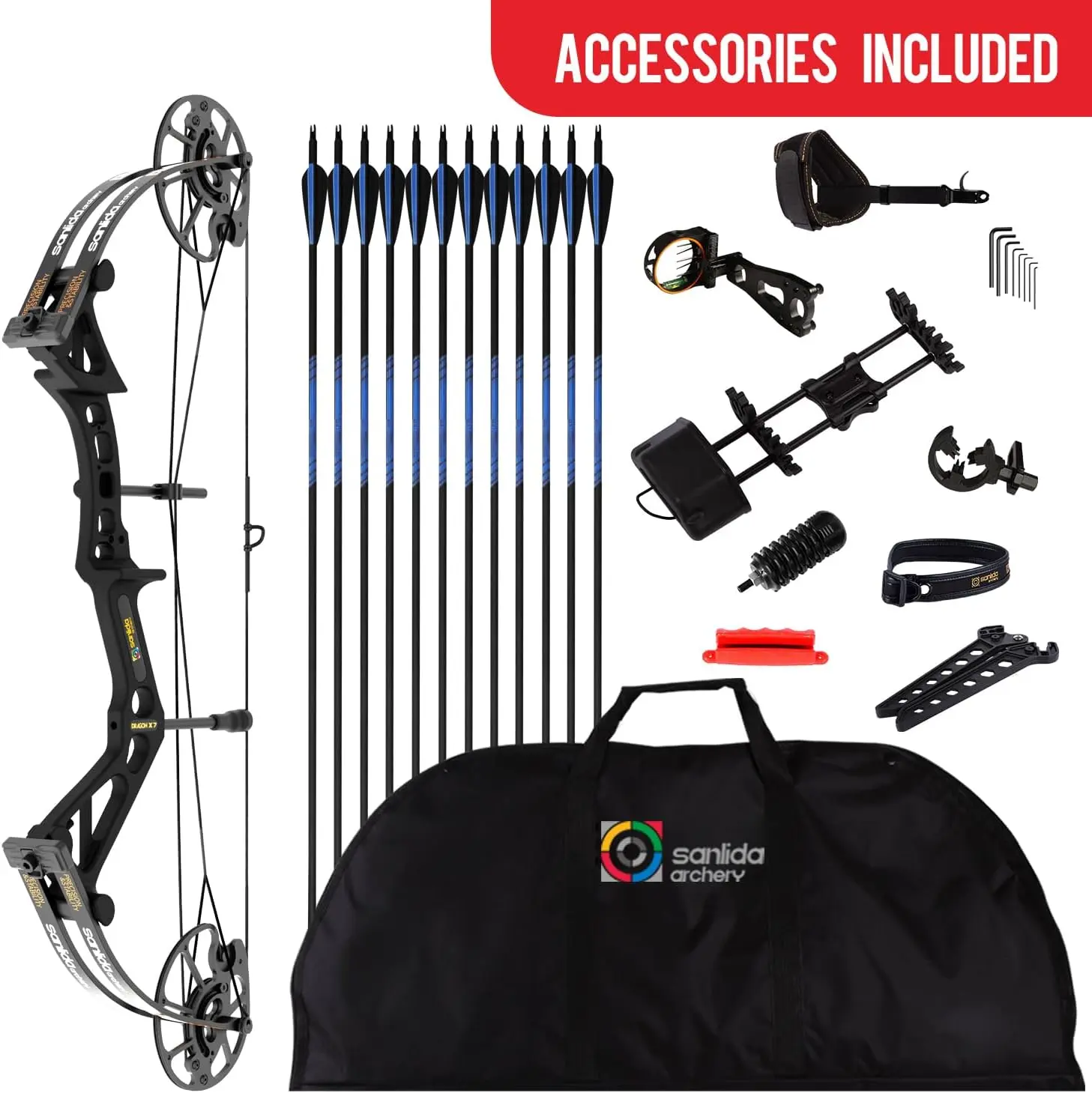 Archery Dragon X7 Ready to Hunt Compound Bow Package for Adults, Archery Compound Bow and Arrow Set, 0-70 Lbs Draw Weight, No Bow Press Needed(RH Only)