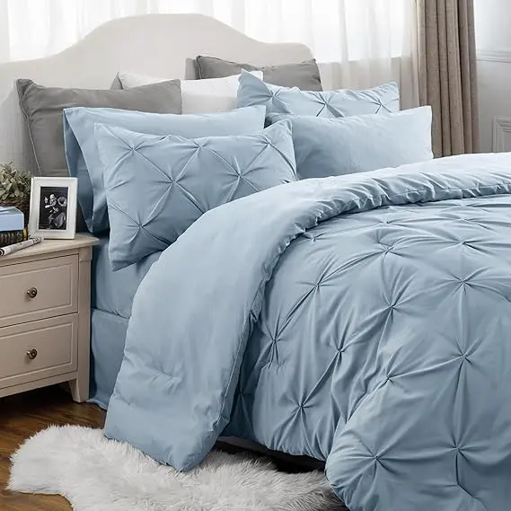 Soft Pintuck Comforter Set – 4/7 Piece Ultra-Soft All-Season Bedding Set with Elegant Hotel-Style Design