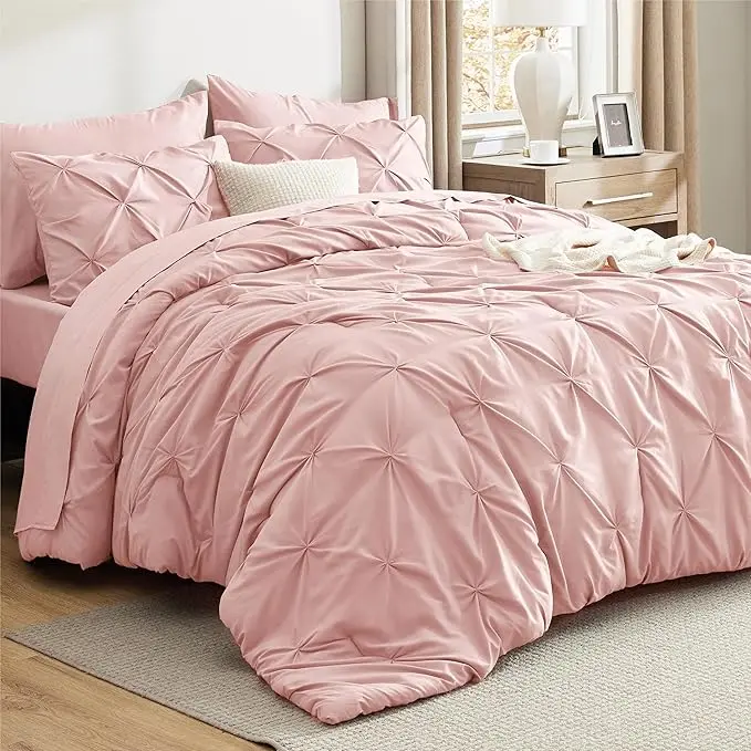 Soft Pintuck Comforter Set – 4/7 Piece Ultra-Soft All-Season Bedding Set with Elegant Hotel-Style Design