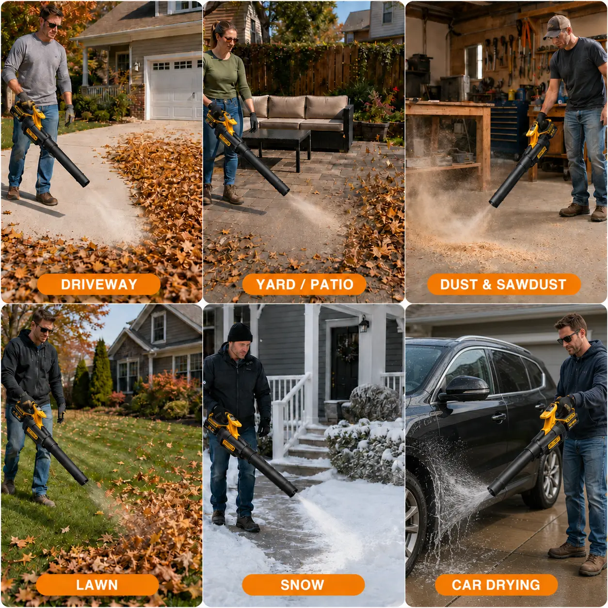 Leaf Blower, Cordless Electric Leaf Blower, 650CFM/130MPH Handheld Blower, 2×4.0Ah Batteries, Fast Charger, 3 Speed Modes for Lawn Care, Leaves, Dust and Snow