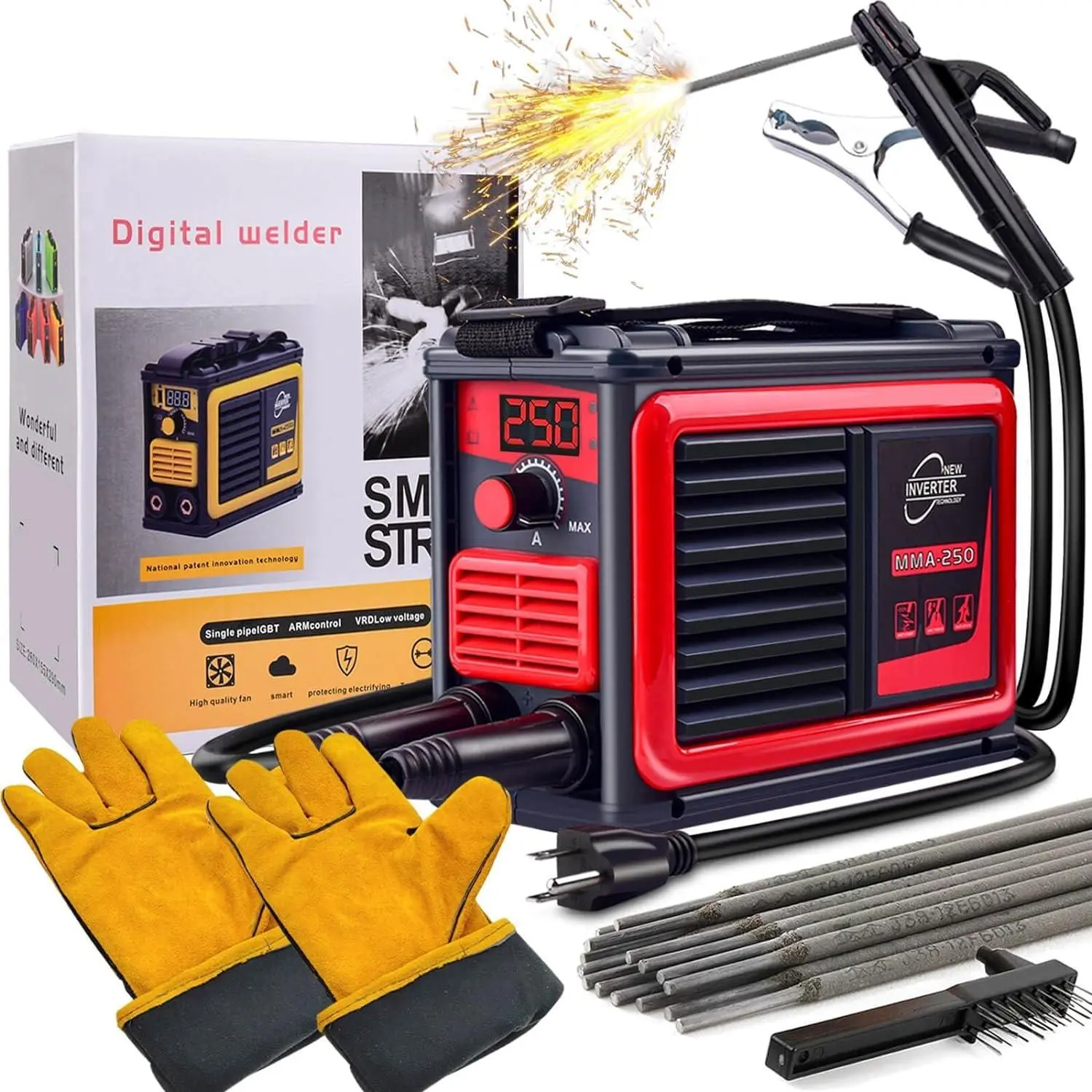 Inverter Stick Welding Machine, 110V Super Mini Portable Welder with 20PCS Rods, Hot Start, Arc Force & Anti-Stick, for 1/16"-1/8" Rods