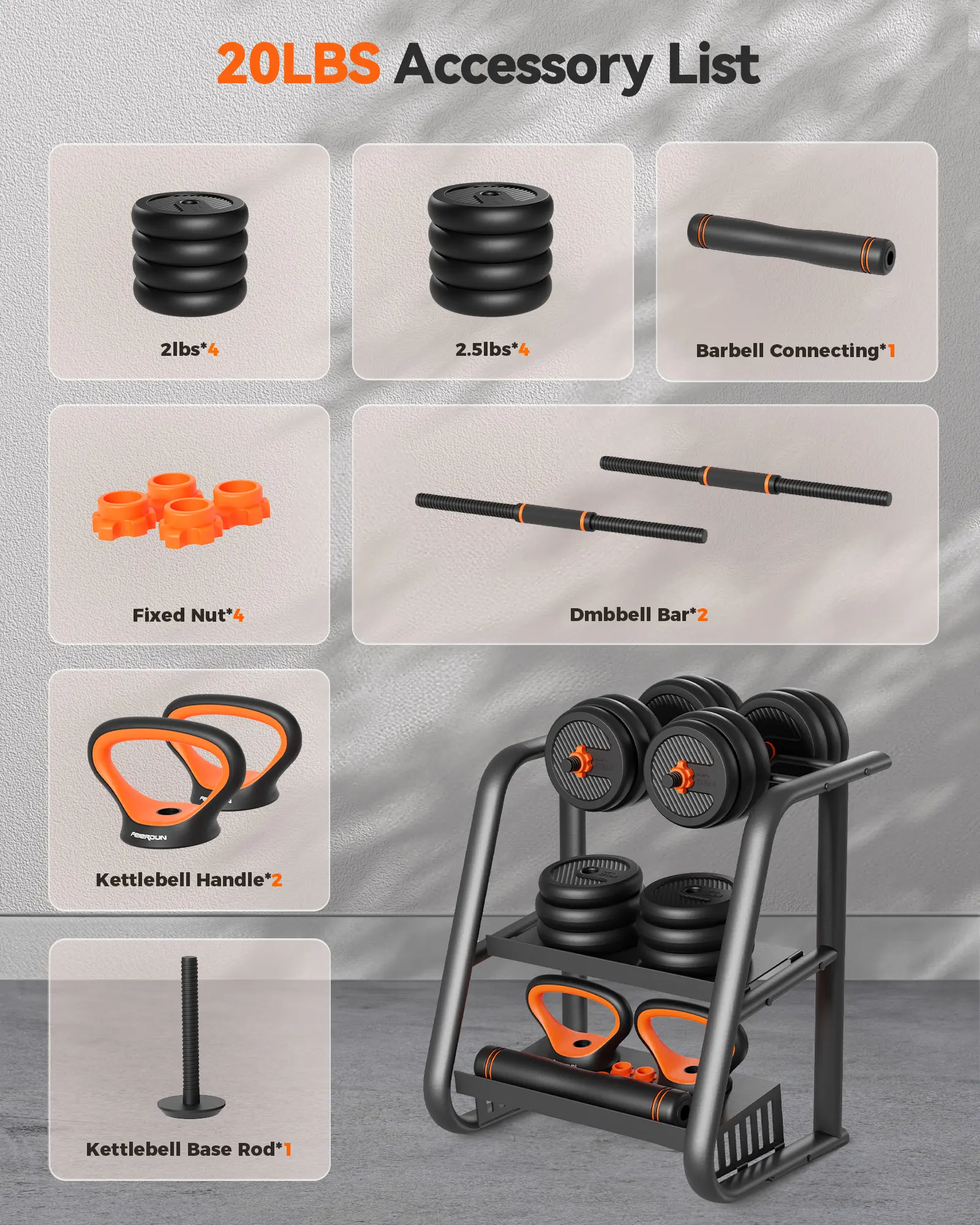 5-in-1 Adjustable Dumbbell Set - Home Gym Equipment
