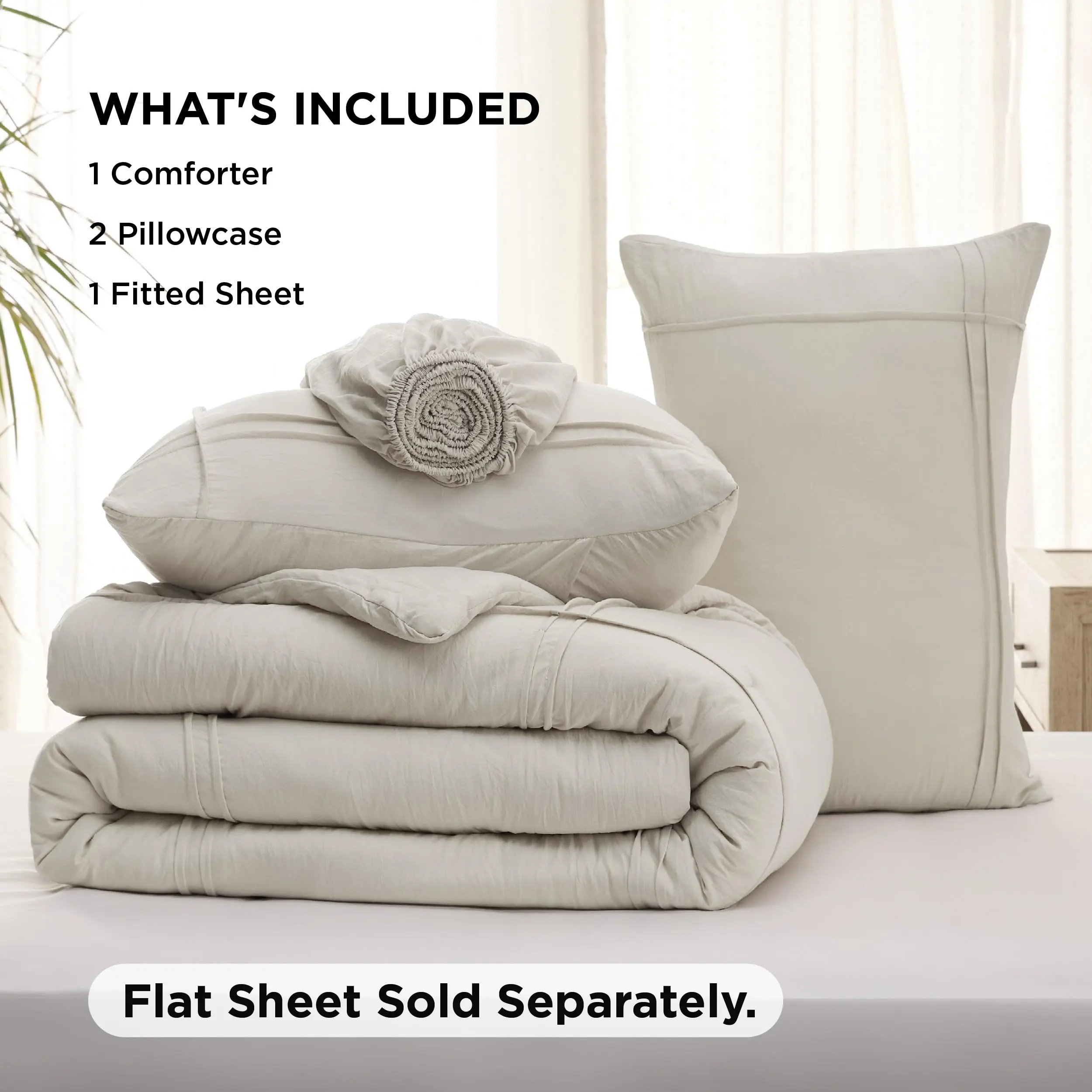Soft Pintuck Comforter Set – 4/7 Piece Ultra-Soft All-Season Bedding Set with Elegant Hotel-Style Design
