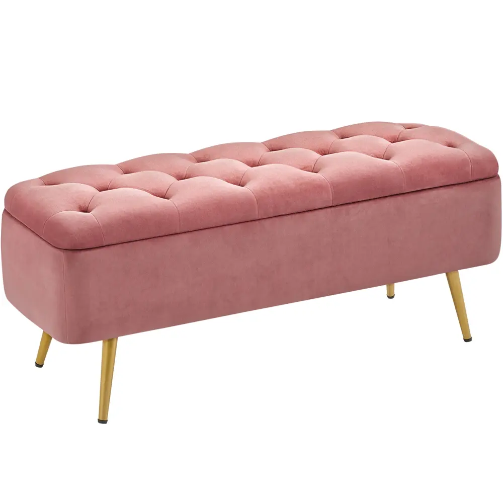 Storage Ottoman Bench – Upholstered Button-Tufted Footstool with Hidden Storage for Bedroom & Living Room