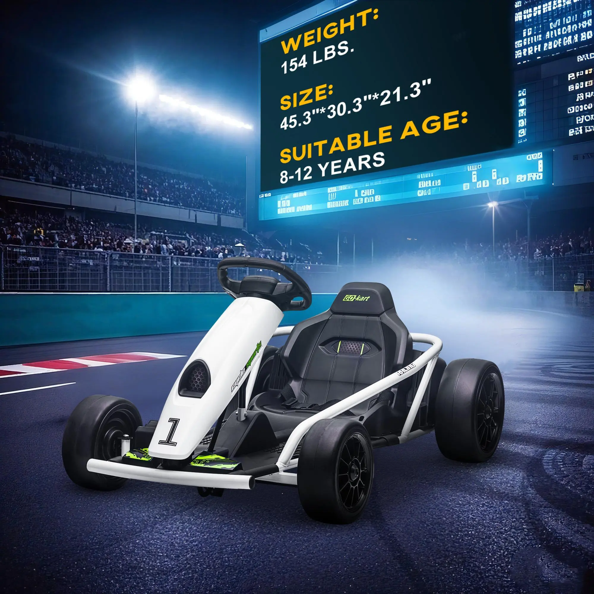 24V Electric Go-Kart – Kids Drifting Ride-On Car with Music, Horn & Speeds up to 8.1 MPH