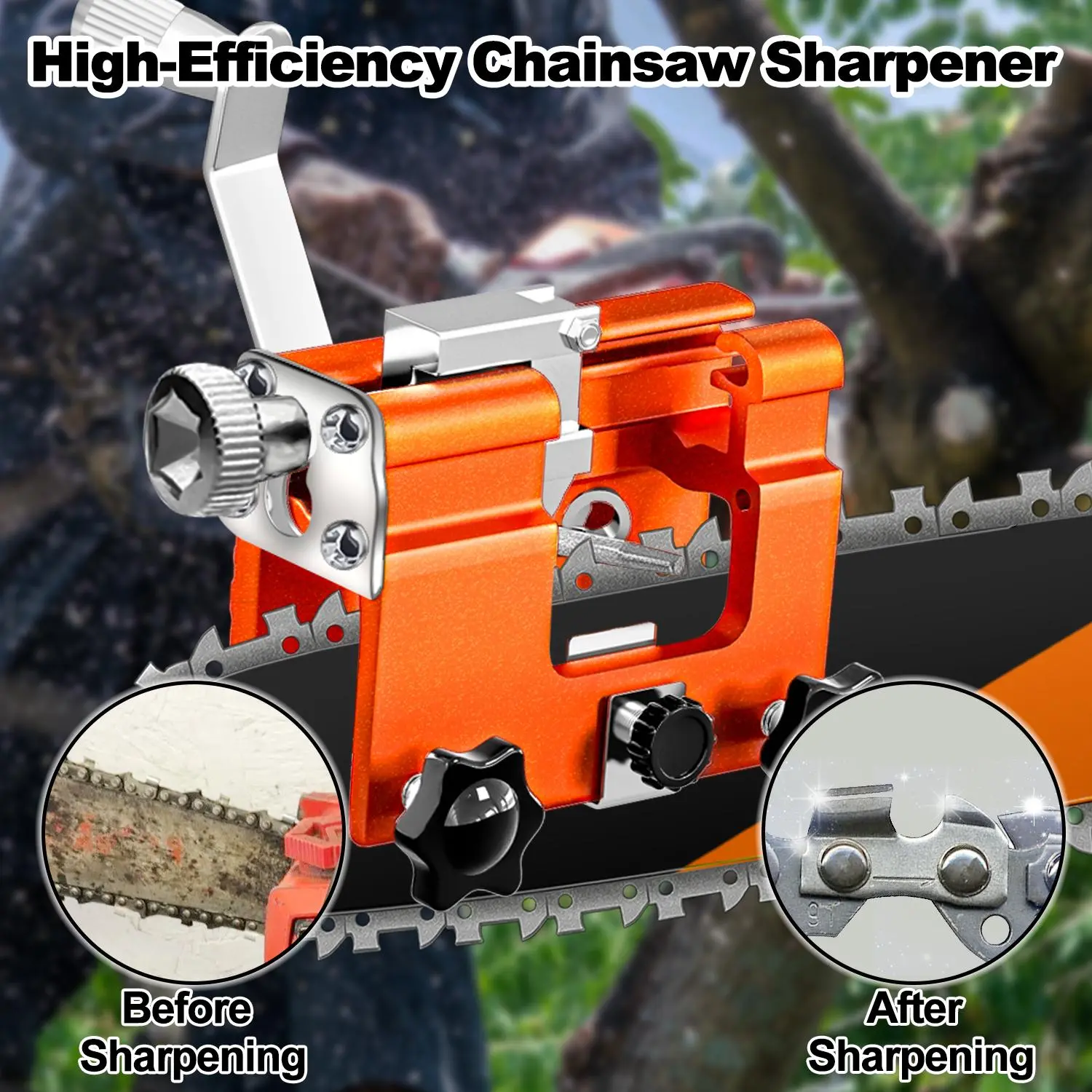 Portable Chain Saw Sharpener Jig - Universal Manual Chainsaw Sharpening Tool Kit with Grinding Stones & Cleaning Brush for Lumberjacks & Gardening