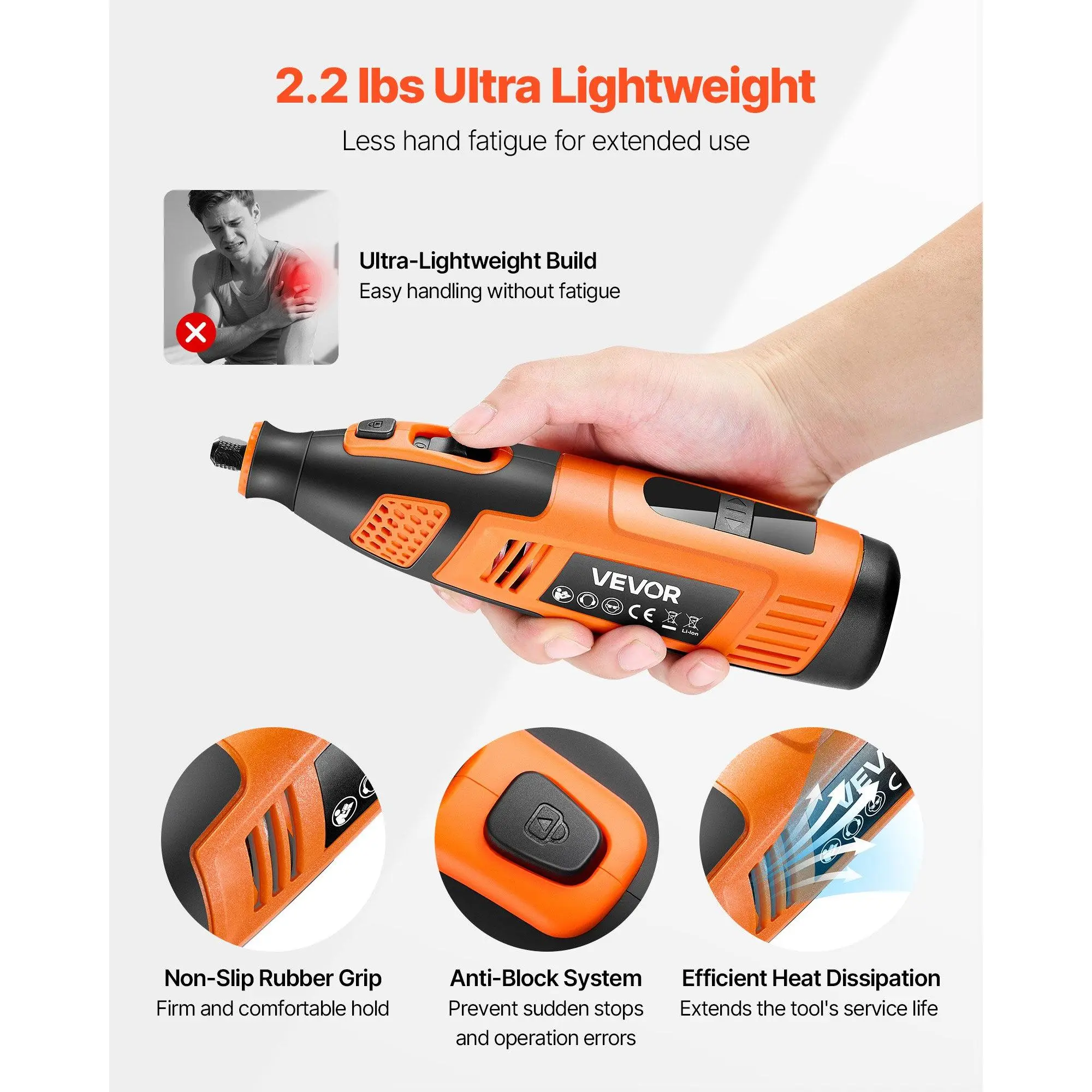 Premium 119-Piece Cordless Mini Rotary Tool Kit - 28-Speed Portable Power Multi-Purpose Tool for DIY Crafts, Engraving & Sanding