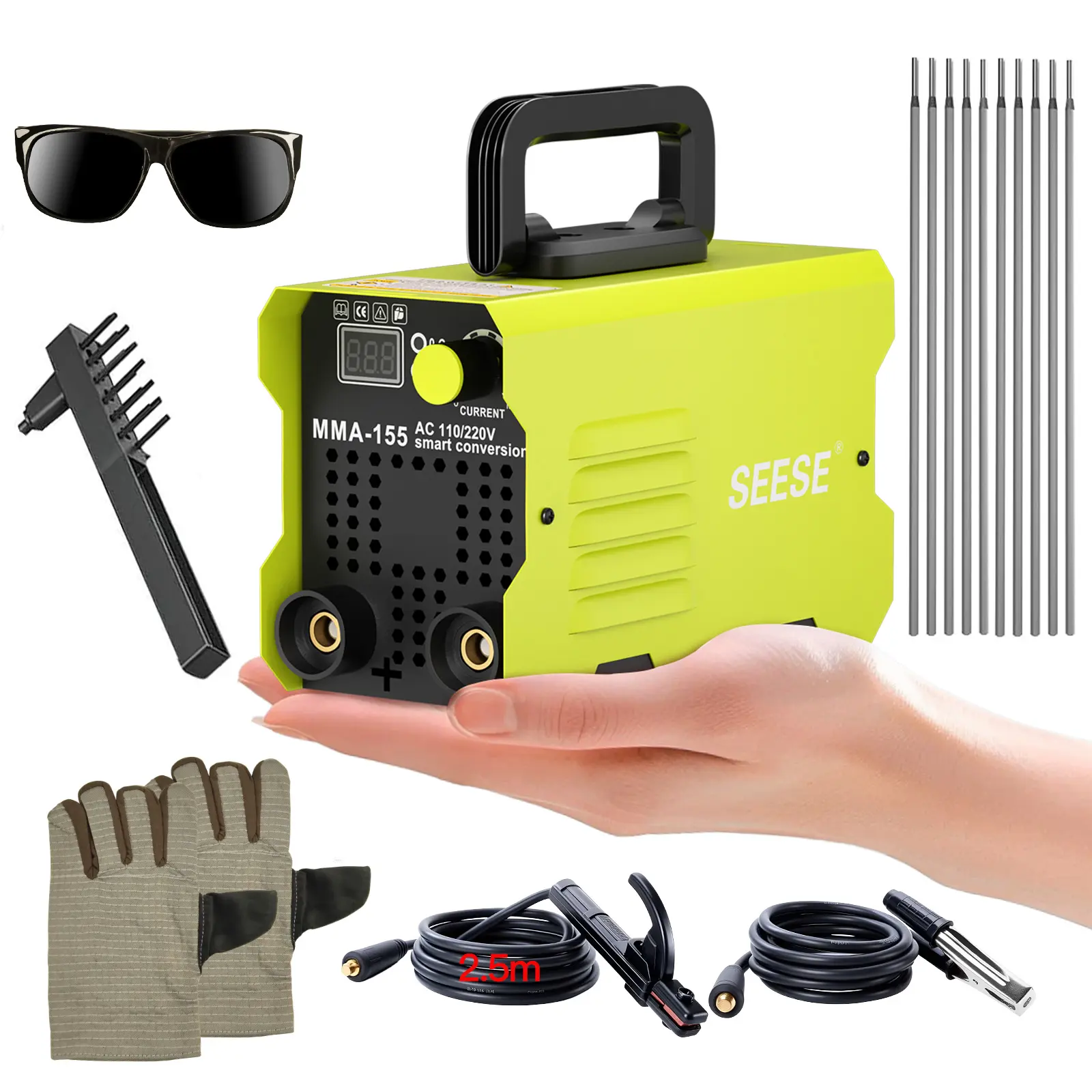 155Amp Portable Welding Machine, Stick Welder, AC 110/220V smart conversion, LED Display Digital Welder, Portable MMA Arc Welder