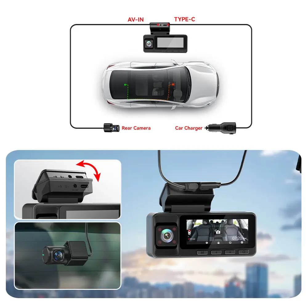WiFi Dash Cam Front and Rear Inside with 32G SD Card( No SD Card Option In A Better Deal ), 2.5K+1080P+1080P Car Dash Camera for CarsFront and Rear, G-Sensor, 24H Parking Mode, Car rvibe, Car VLOG