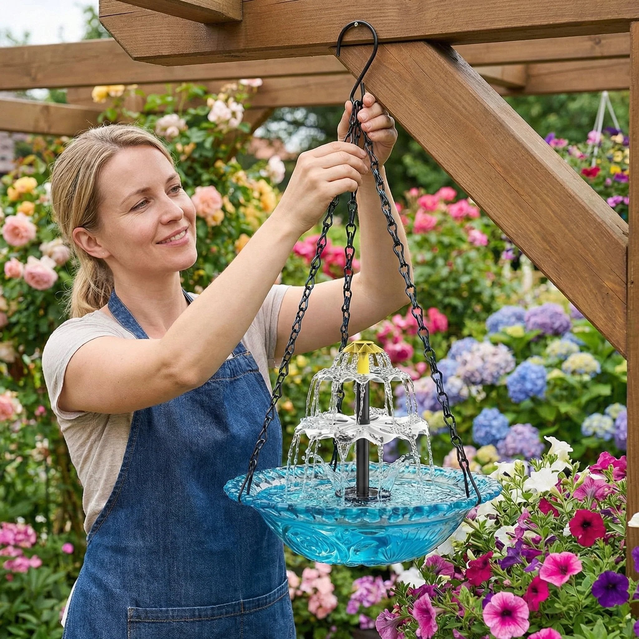 Solar Cascade Hanging Bird Bath Fountain Buy 2 Free Shipping