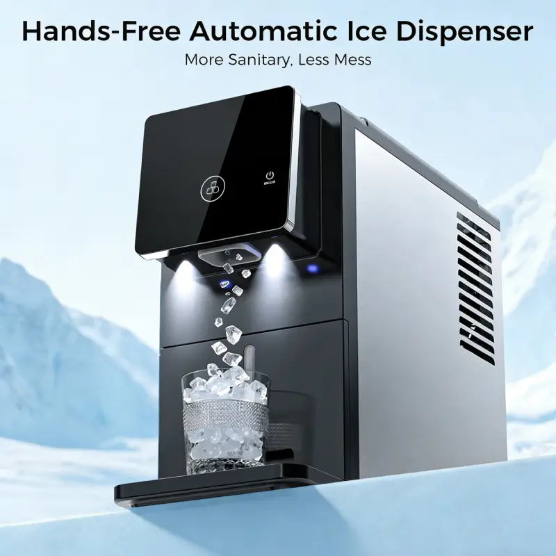 Ice Maker Dispenser, Self Dispensing Pellet Ice Machine, 33lbs/24H, 15Mins Quick Ice Make, 33lbs Sonic Ice Storage, Ice Full Indicator, Self-Cleaning, Kitchen, Office,  Bar, Party
