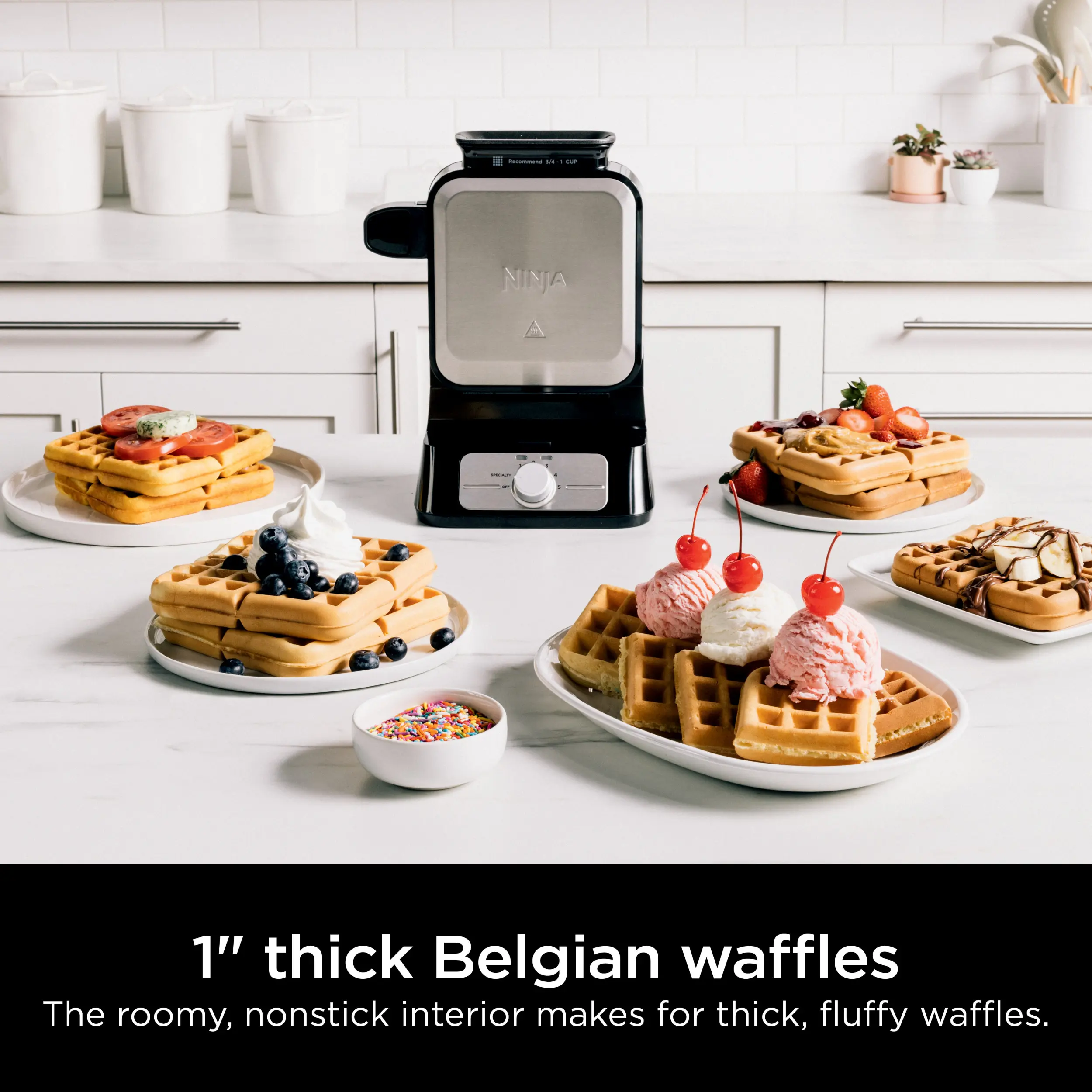 Waffle Maker – NeverStick Nonstick Plates for Thick, Fluffy Waffles with Easy Cleanup