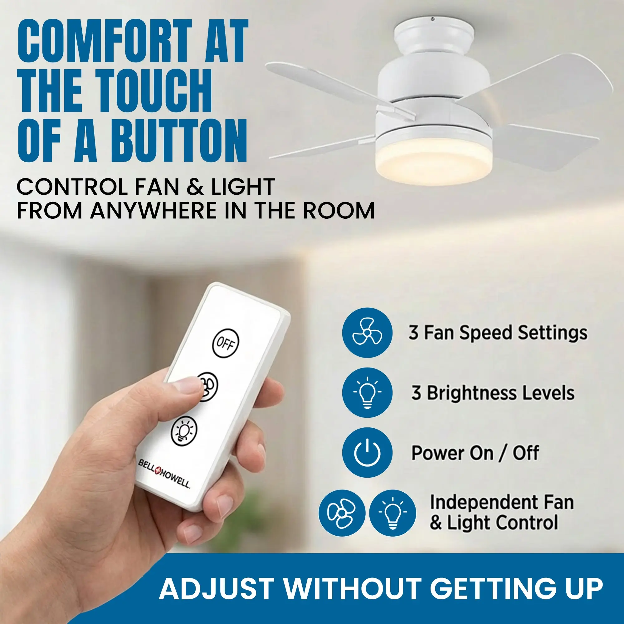 Socket Fan - Remote Controlled Socket Ceiling Fan & Light