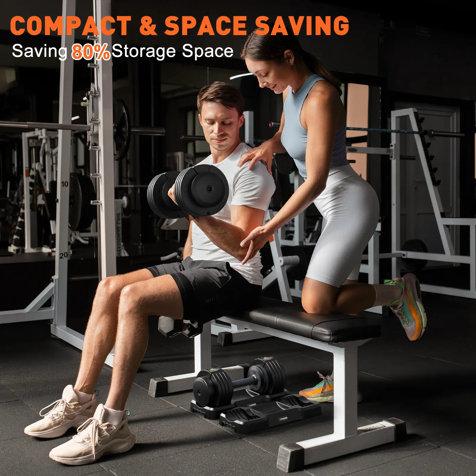 5-25LB / 15-55LB Adjustable Dumbbell for Home Gym Equipment, 5 in 1 Quickly Adjustable Weights Plates and Rack, Hand Weights Suitable Women and Men, Full Body Workout Fitness