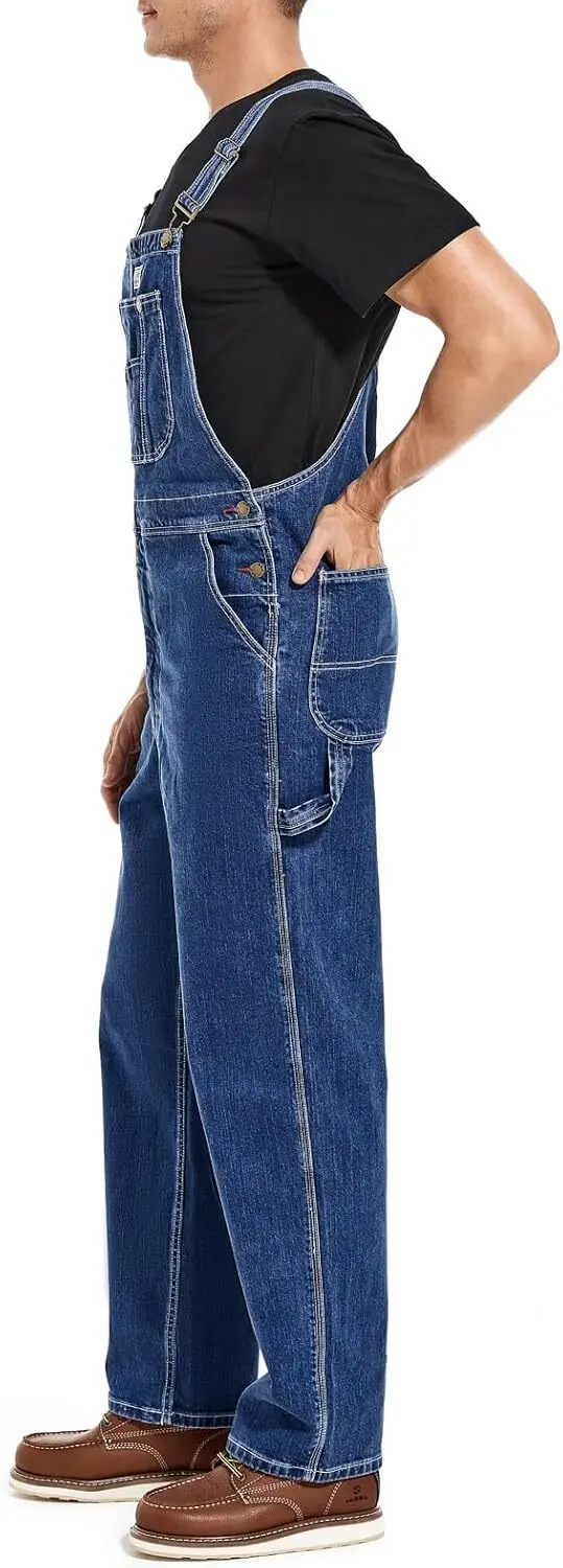 Men's 4-Pack Flex Denim Bib Overalls — Adjustable & Utility Ready