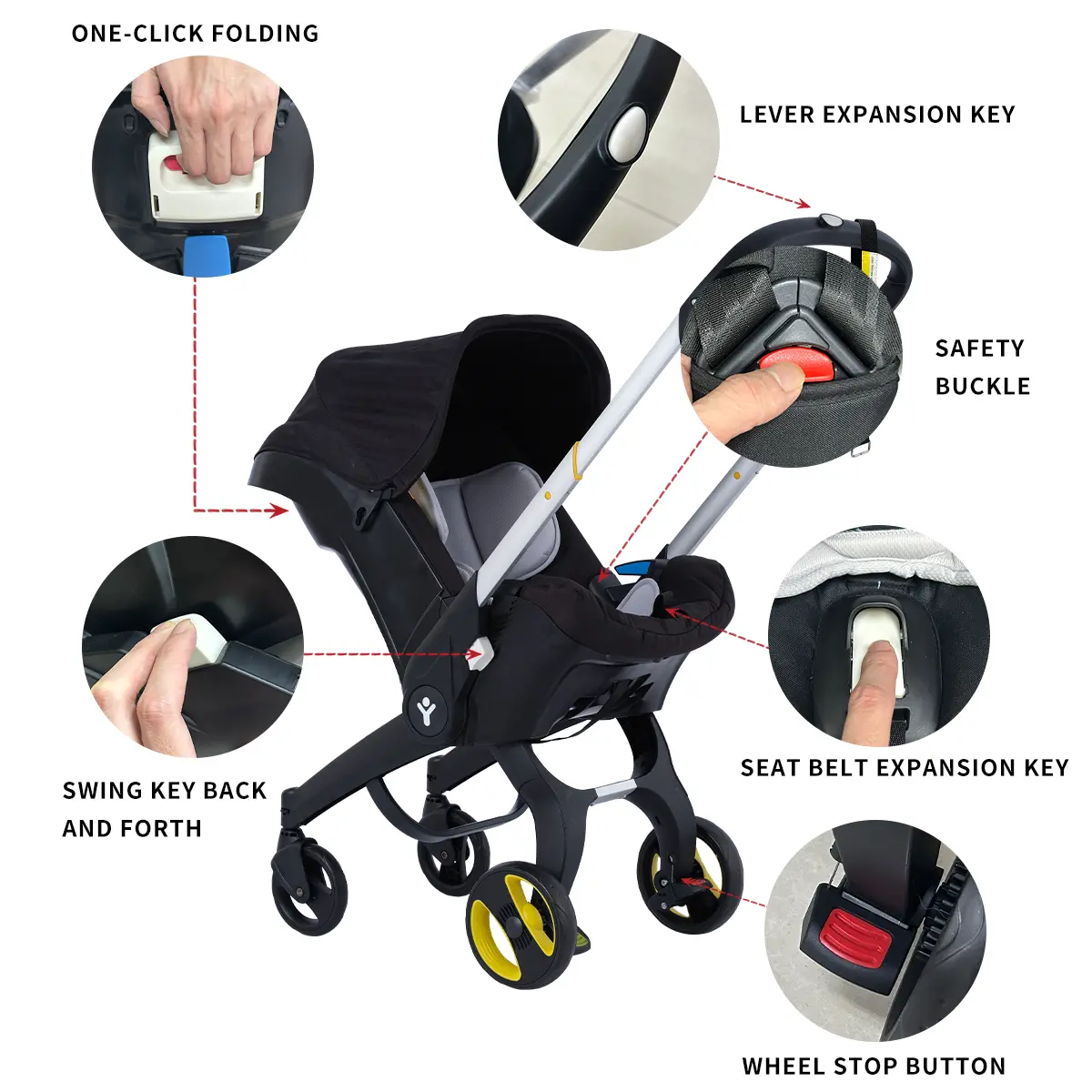 All-in-1 Convertible Baby Stroller – Reversible Seat, Lightweight, Compact Folding Travel Stroller