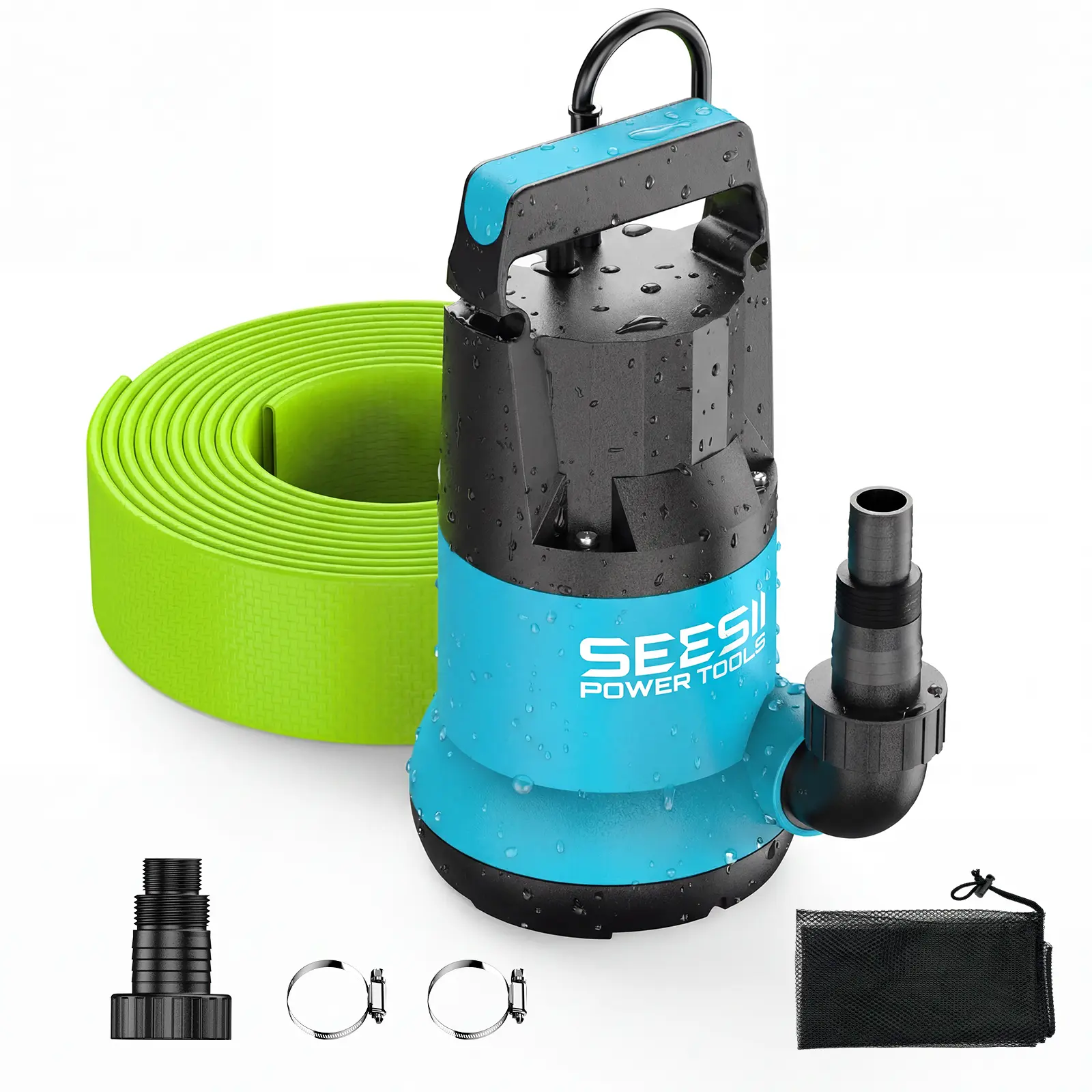1HP Submersible Water Pump, 4755GPH High Flow Sump Pump with 23ft Hose Kit, Anti-Clogging Filter Net for Swimming Pool Hot Tub Pond Basement Rooftop Garden Water Removal fathersdaygift