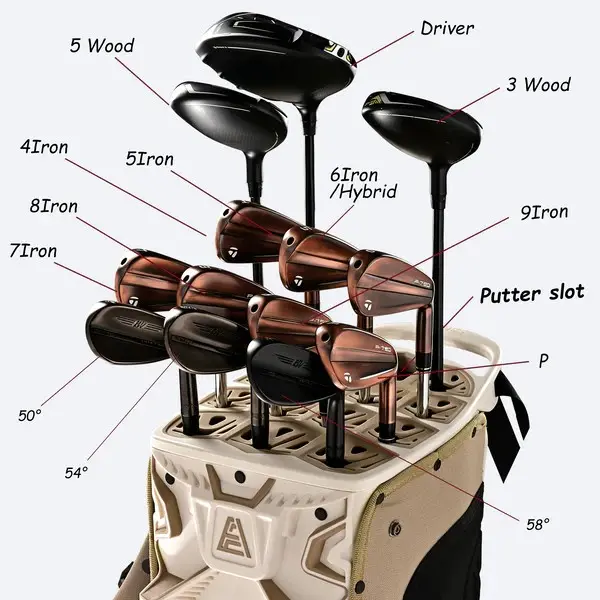 Golf Soundless Hybrid Stand Bag ST-LOCK Mecha 14 Way Dividers Quiet Bag / Toasted Almond