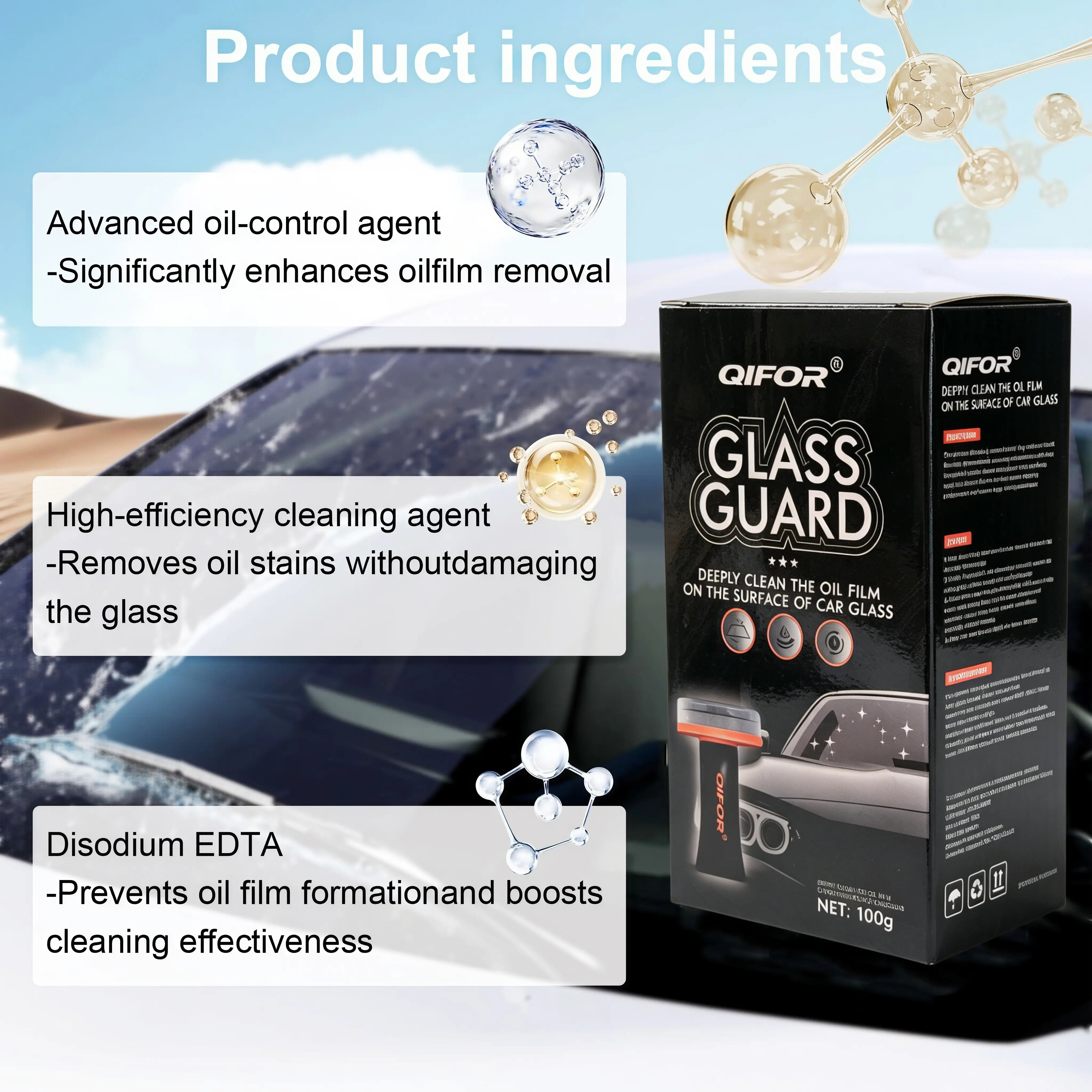 Automotive Handheld Oil Flmr Cream,Glass Decontamination WithoutTraces,Window Oil Film Cleaning,Fast Cleaning, Compact And Easy To Cary-200g Degreaser Cleaner
