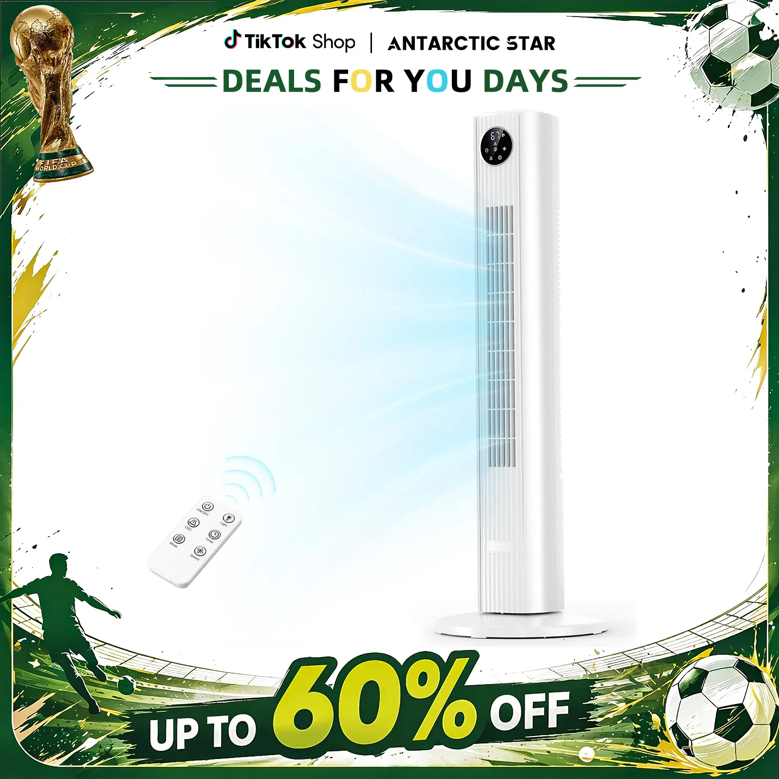 Tower Fan - Bladeless, Remote Control, 85° Oscillation