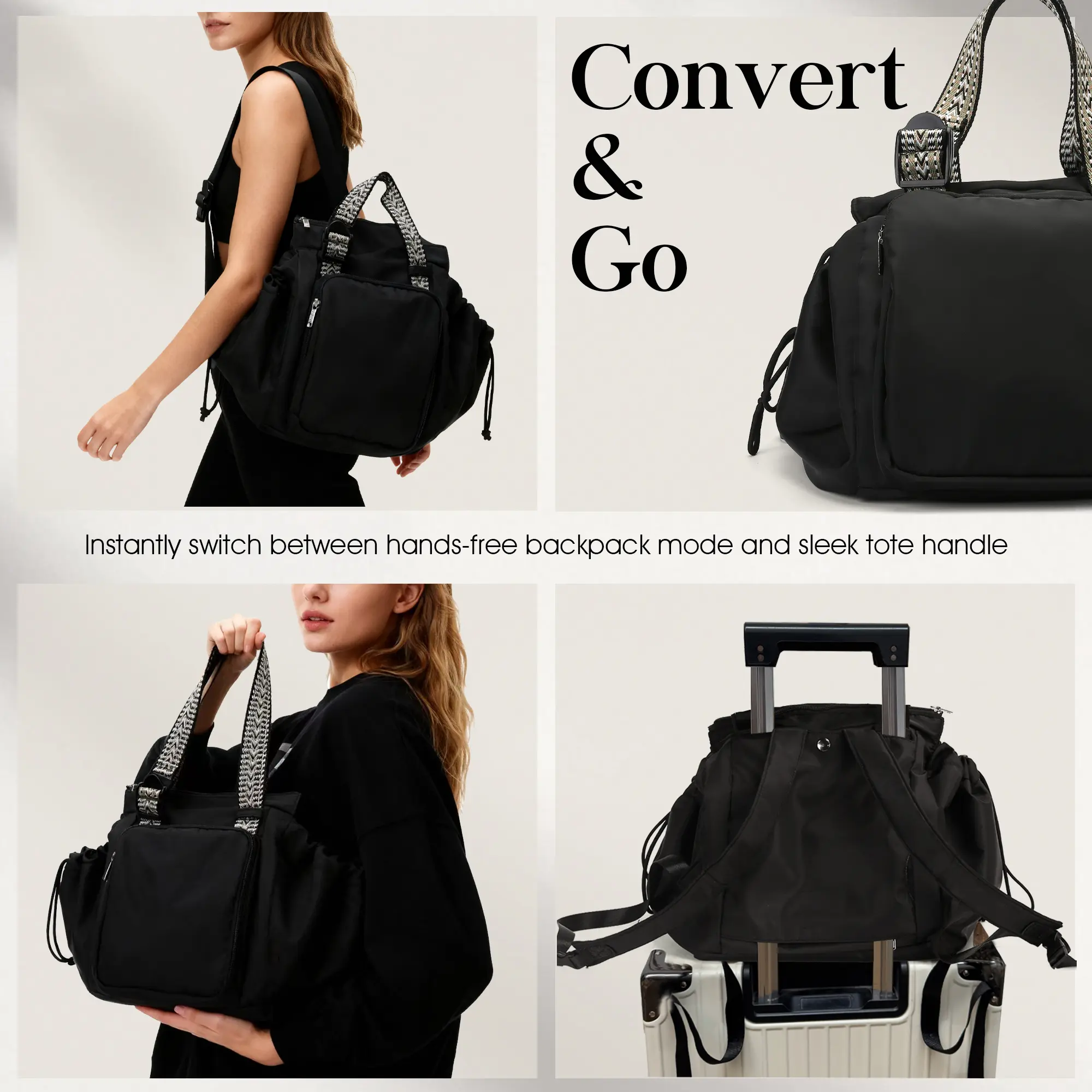 Large Expandable Tote Bag – Multi-Pocket Water-Resistant Carryall for Work, Travel, Nursing & Everyday Use
