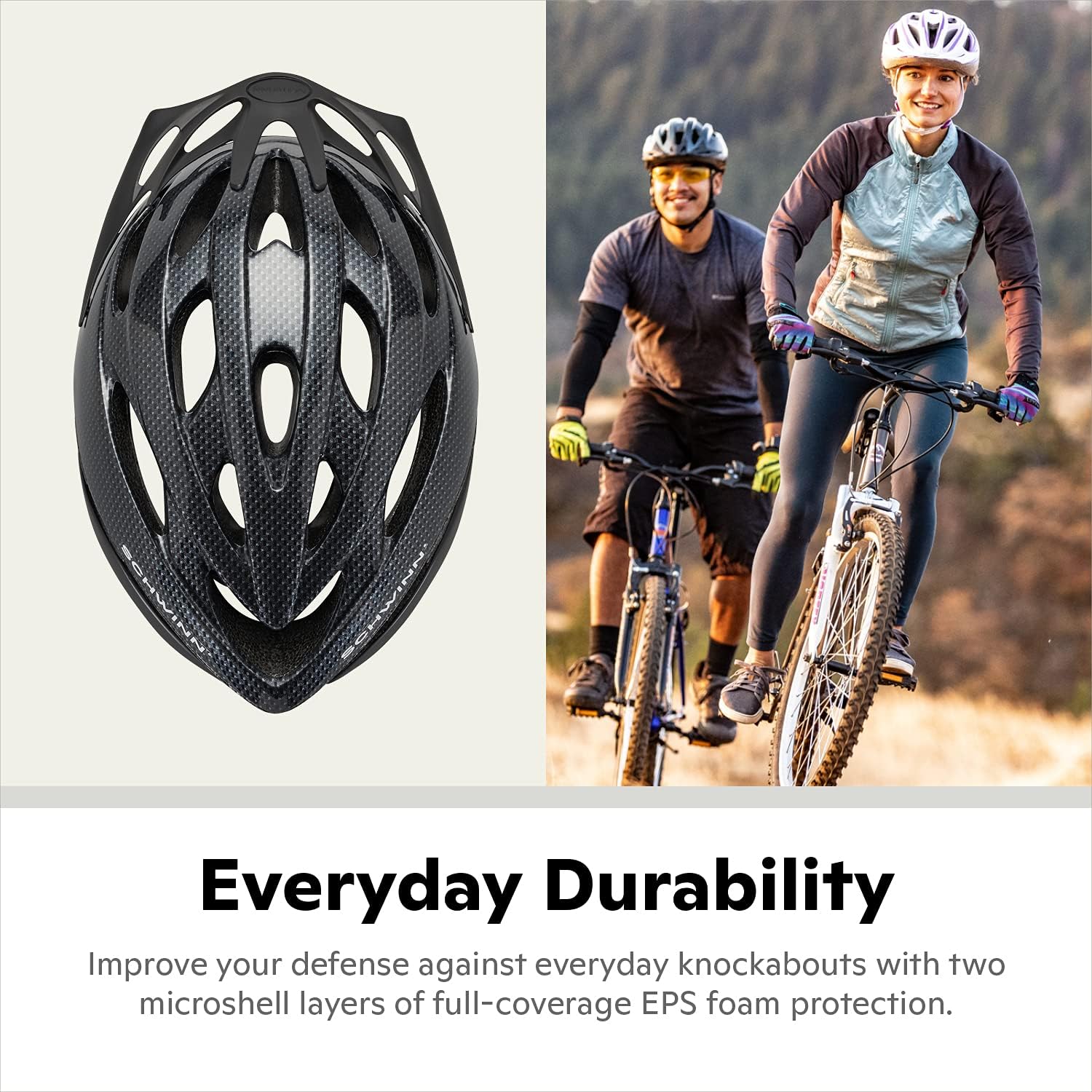 Helmet for Adults, Size 58-62 cm for Riders Ages 14+, Microshell, Adjustable Dial & Straps, Interior Padding, Air Vents, Visor