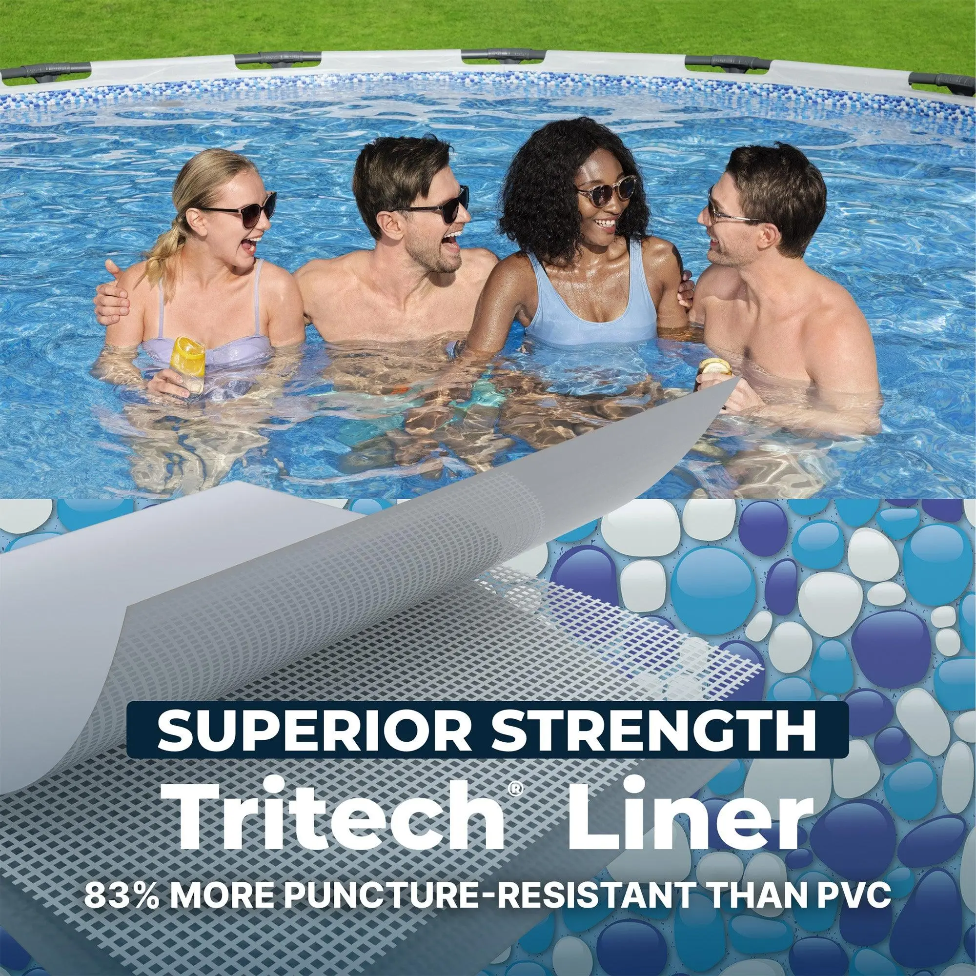 Steel Frame Above Ground Pool Set – Round Pool with Filter Pump, Ladder & Cover