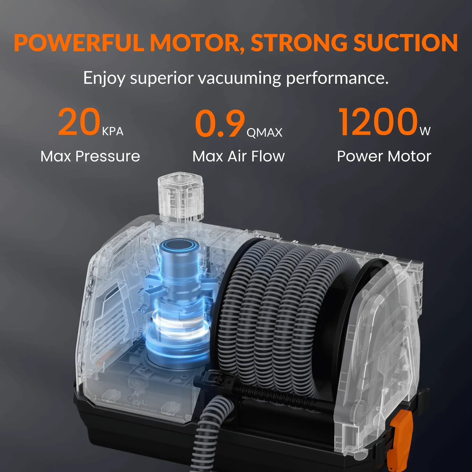 Vacuum Cleaner 30ft Retractable 20KPA Suction 6 Nozzles 4.5 Gallon Dustbin Wall Mounted Wet Dry Home Cleaning Solution