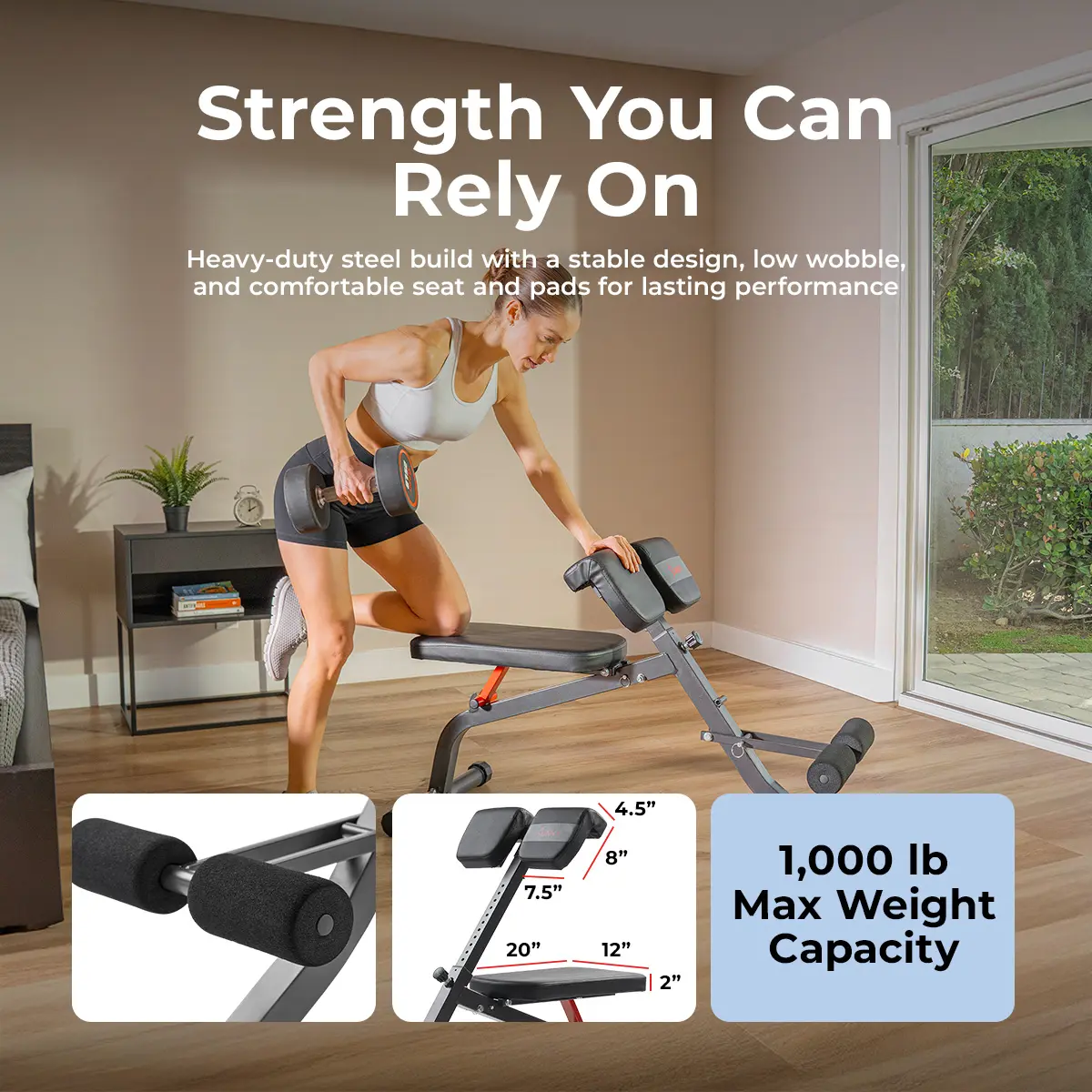 Adjustable Roman Chair Hyperextension Bench – Foldable Back, Core & Glute Training Equipment for Home Gym Workouts