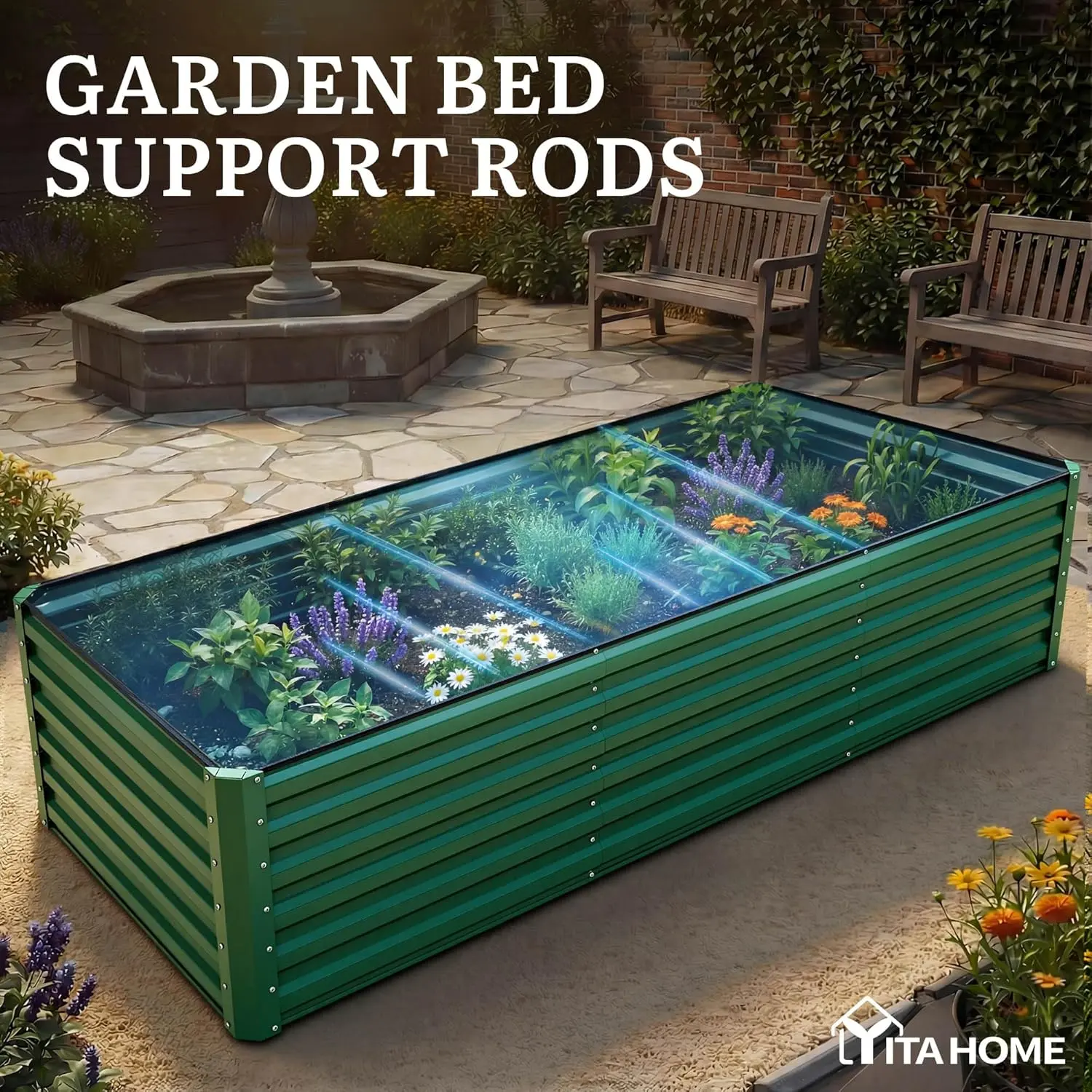 1/2 pcs Raised Garden Bed Kit, with Gloves & Tension Bar, Outdoor Patio Planter Box for Plants Vegetables Flowers