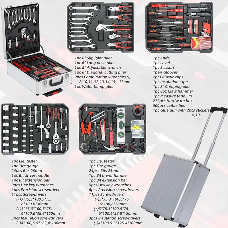 187PCS Large Capacity Metal Hand Toolbox, Home Repair Master Set - Comprehensive Toolbox, With 4 Drawers, General Household Toolkit, Simple And Durable, Auto Repair Repair Tools