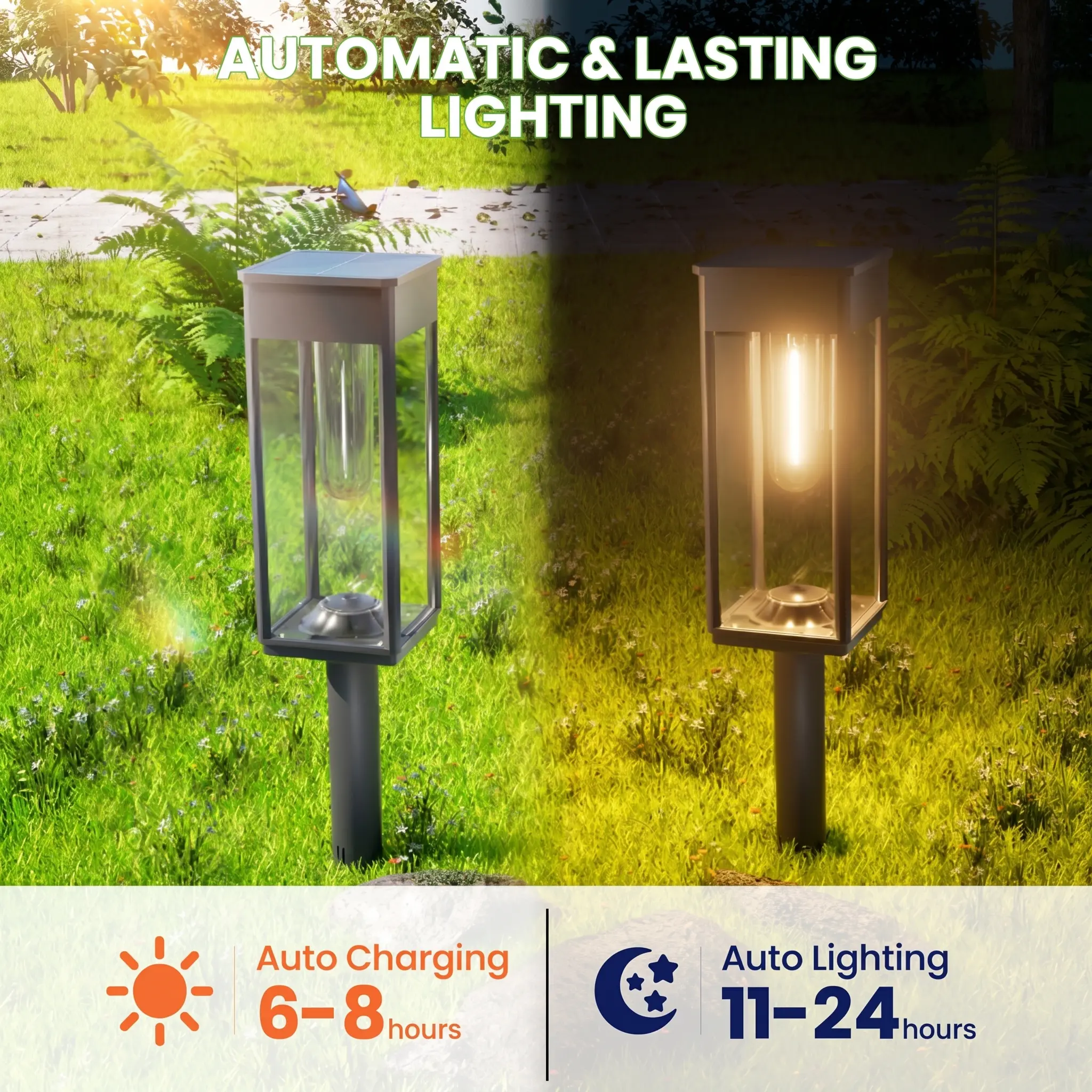 Solar Outdoor Lights, Solar Pathway Lights Modern Luxury | Easy Installation, Auto On/Off & IP65 Waterproof | For Garden