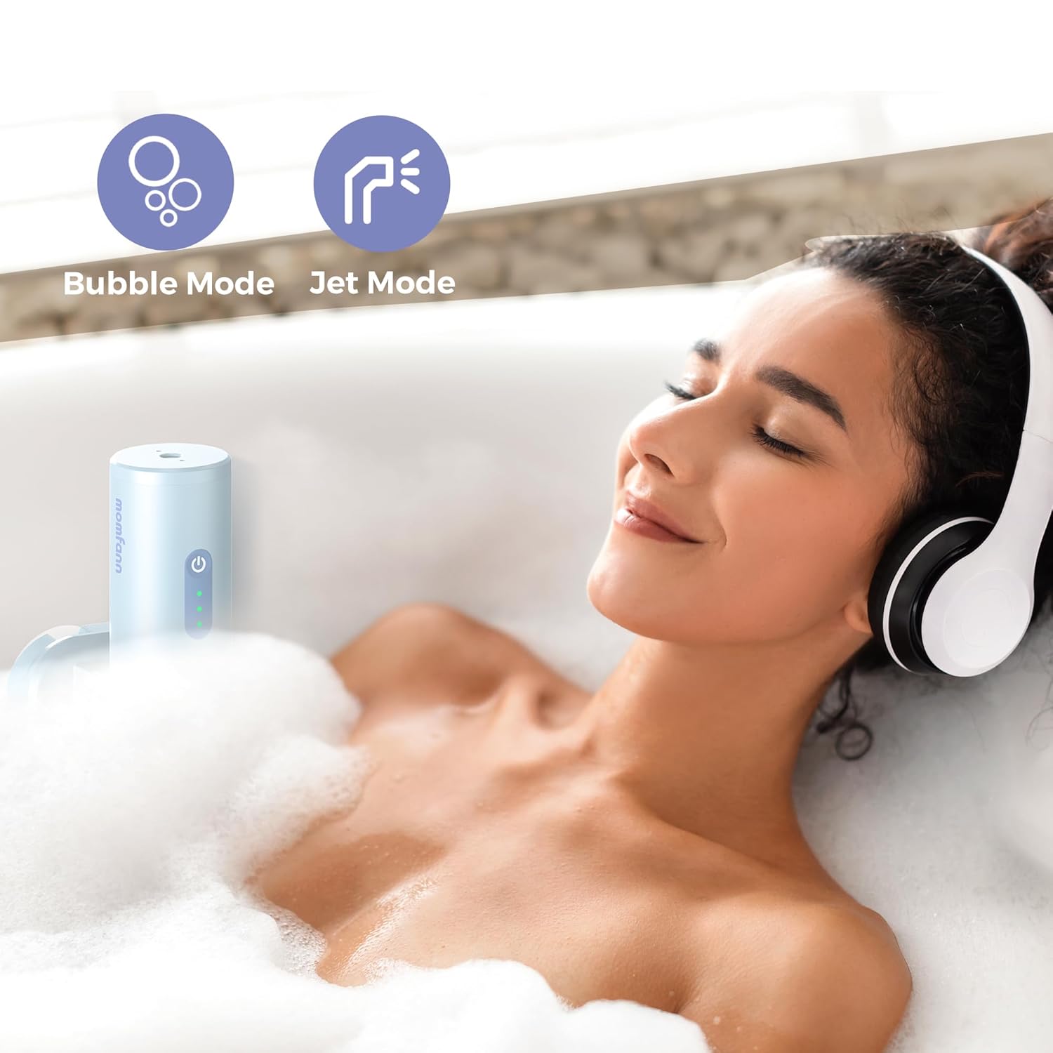 Jet Spa/Bubble Mode, Cordless Portable Bathtub Accessories with 3-Level Adjustable Speed, Bathtub Jets for Home Spa, Relaxing
