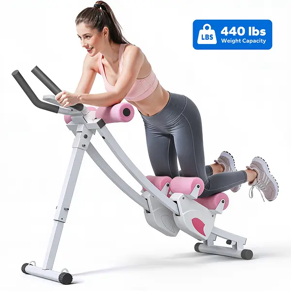Dual Track Ab Trainer with LCD Monitor, 440lbs Weight Capacity,Foldable for Easy Storage, Ergonomic Supportive Design, Tones Waist Abs Arms Legs Hips, Ideal for Home Gym Beginners & Daily Fitness Enthusiasts
