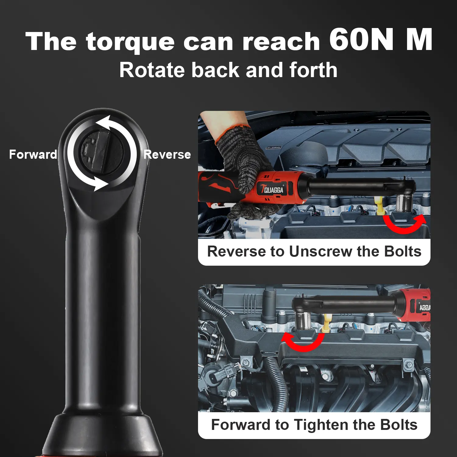 18V Extended Cordless Electric Ratchet Wrench Set, extended neck, variable speed, 18V, 3/8 "18V Cordless Electric Ratchet Wrench Set, Automotive Repair Tools