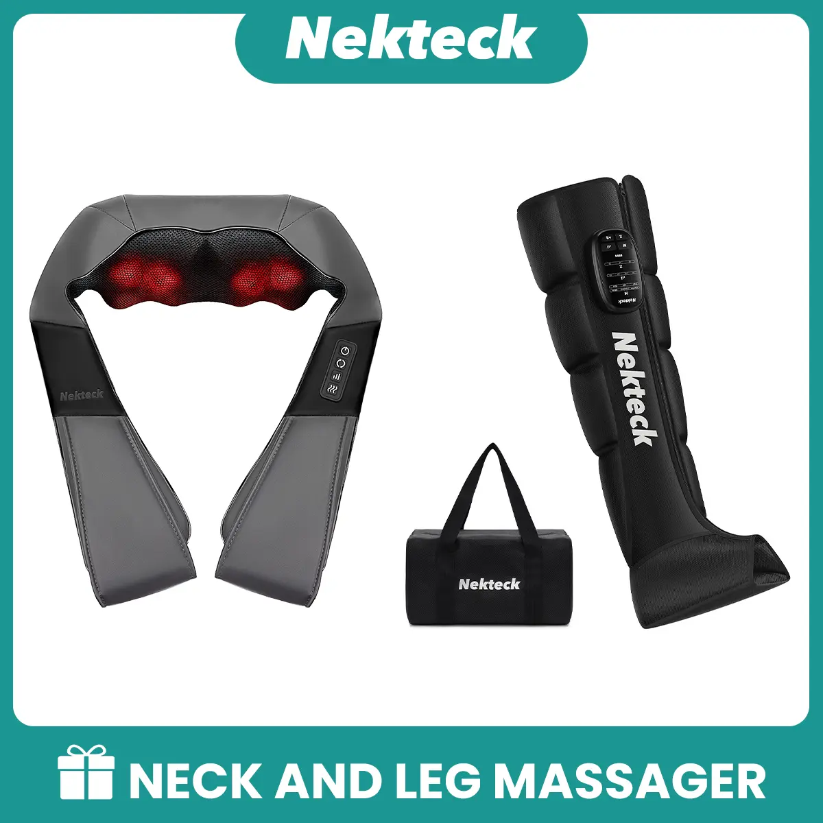 Shiatsu Neck and Back Massager with Soothing Heat, Ergonomic 8 Deep-Kneading Massage Nodes with Heat Electric Shiatsu Back Massager for Neck Shoulder & Body Muscle Relief Portable 12V DC Power Supply - Black