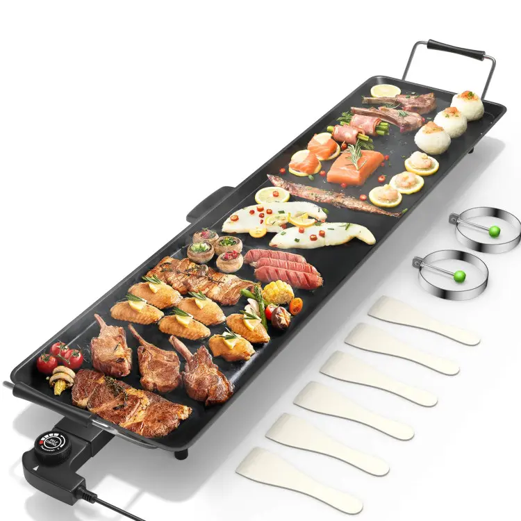Electric Smokeless Griddle Grill – Adjustable Temperature, Nonstick Cooking Surface for Indoor & Outdoor BBQ Parties