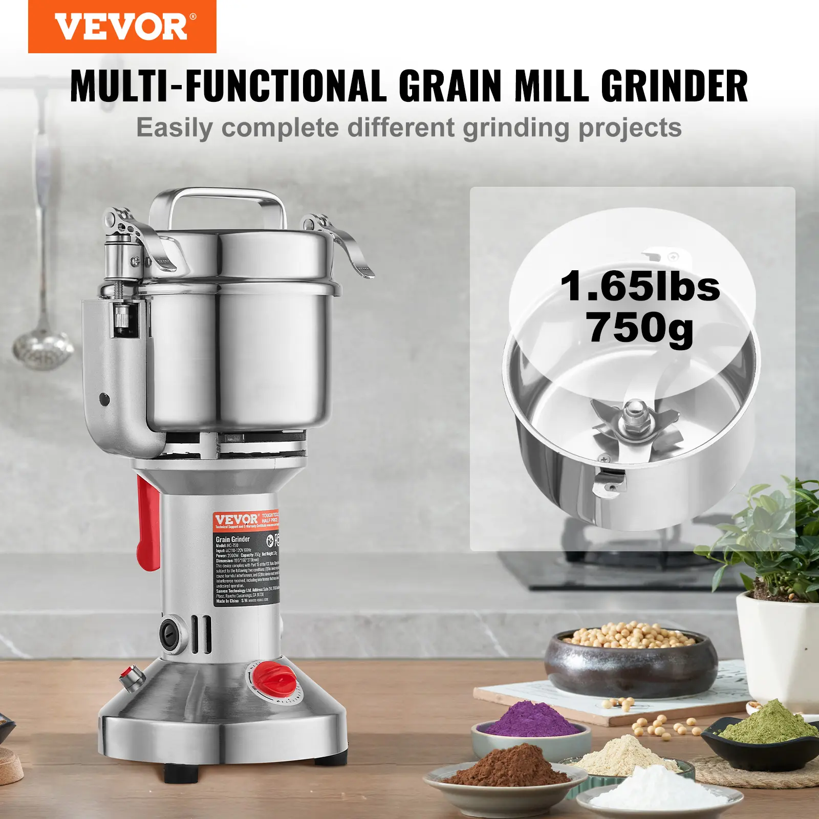 Electric Grain Mill Grinder, Summervibes,Summervibes