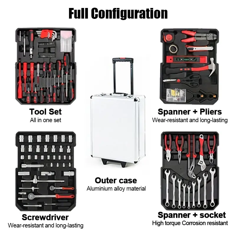 187PCS Large Capacity Metal Hand Toolbox, Home Repair Master Set - Comprehensive Toolbox, With 4 Drawers, General Household Toolkit, Simple And Durable, Auto Repair Repair Tools