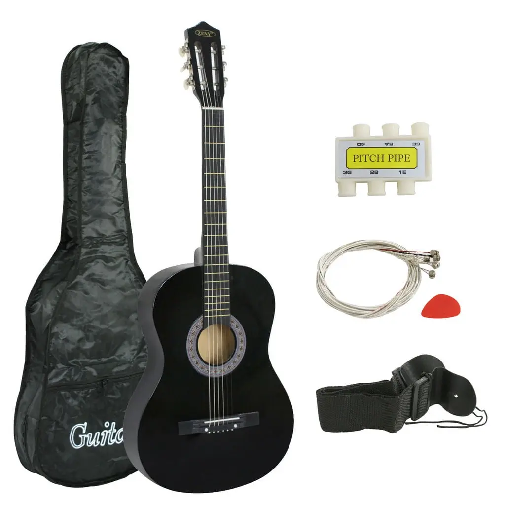 38" Acoustic Guitar for Beginners - Full Set with Case, Strap, Tuner, Guitar Picks and Travel-Friendly Design, Acoustic Guitar Full Set