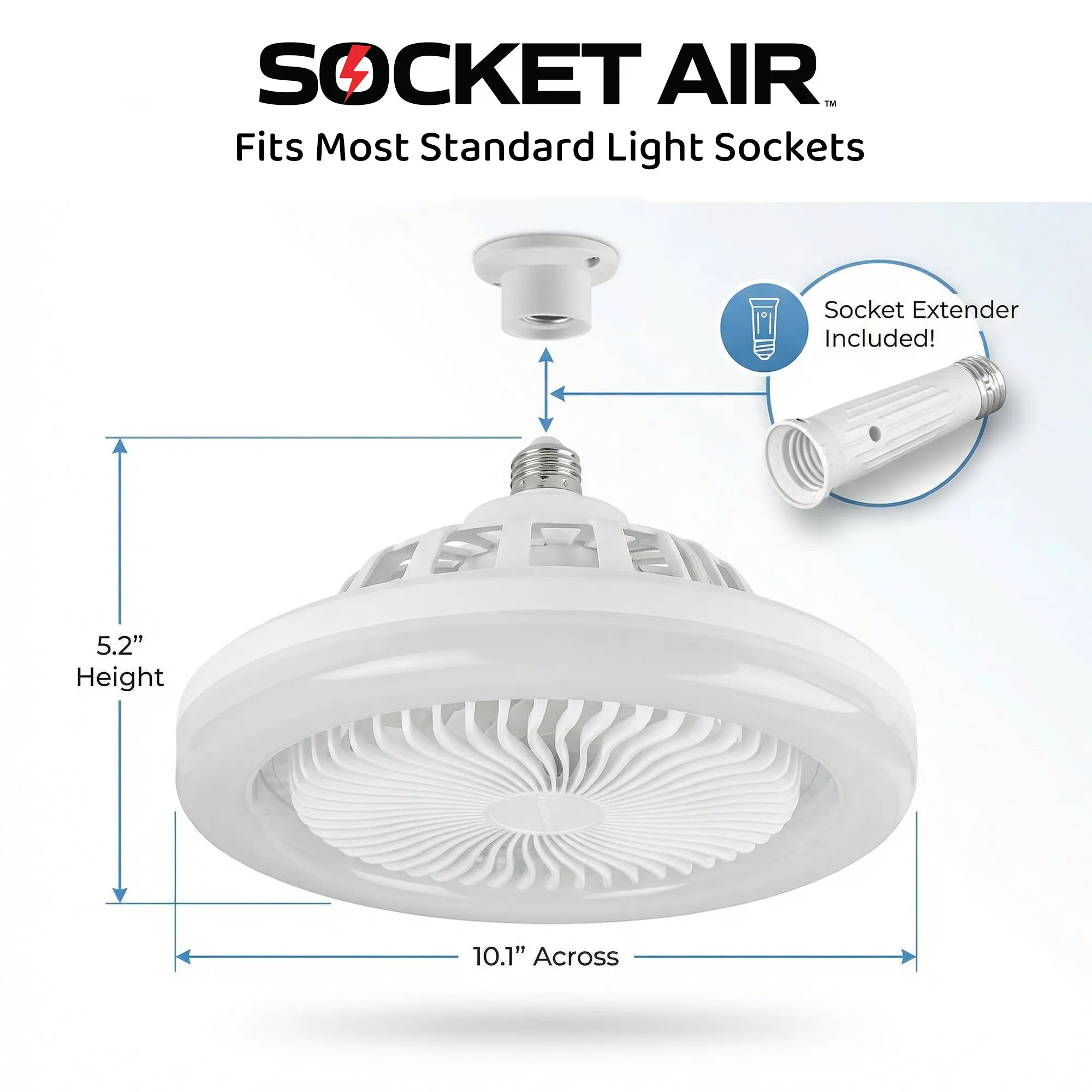 Socket Air - Light Socket Fan Light with RGB Color Changing