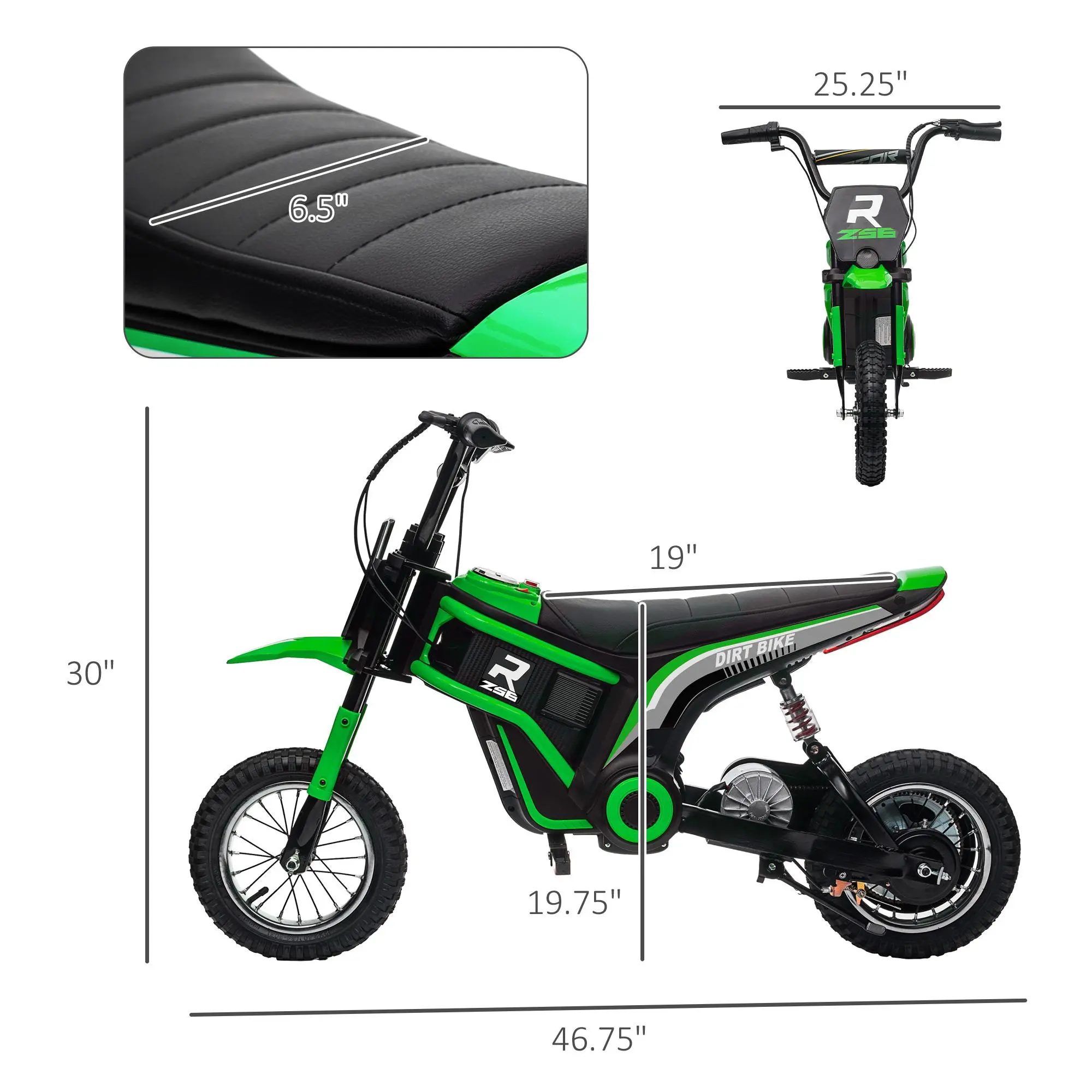 Electric Dirt Bike – 24V 350W Off-Road Ride-On Motorcycle with Rear Suspension, Brake & Speeds Up to 15 MPH